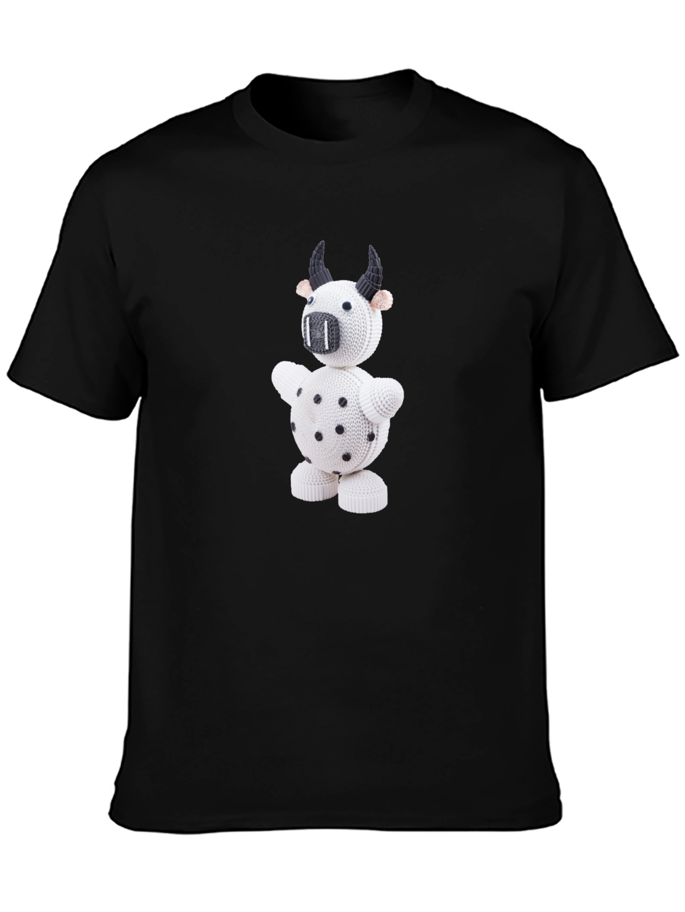 Black Fun Black T-Shirt with Cow Graphic view 3
