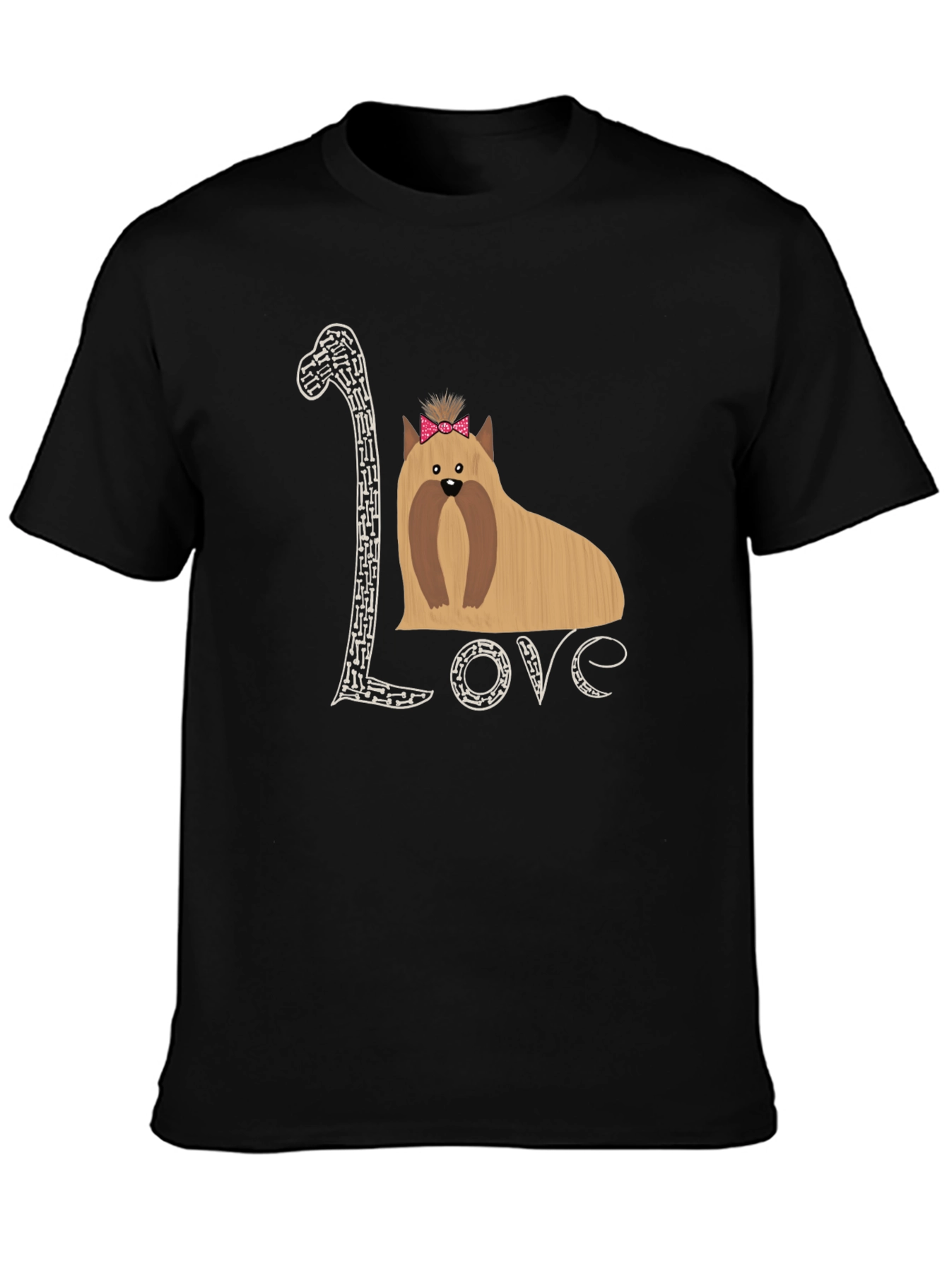 Black Love Yorkshire Terrier Black T-Shirt view 3