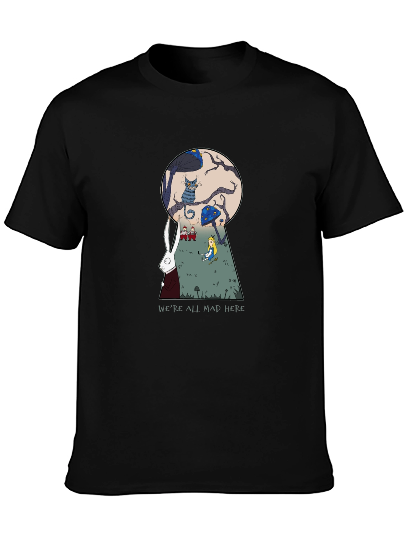 Black Alice in Wonderland T-Shirt - Mad Here view 3