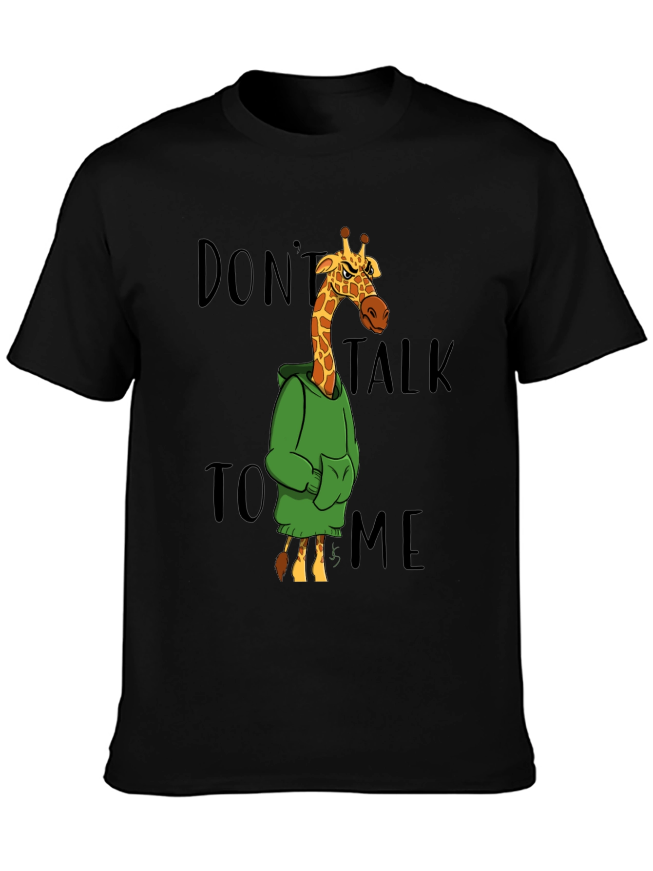 Black Don't Talk to Me Giraffe Graphic T-Shirt view 3