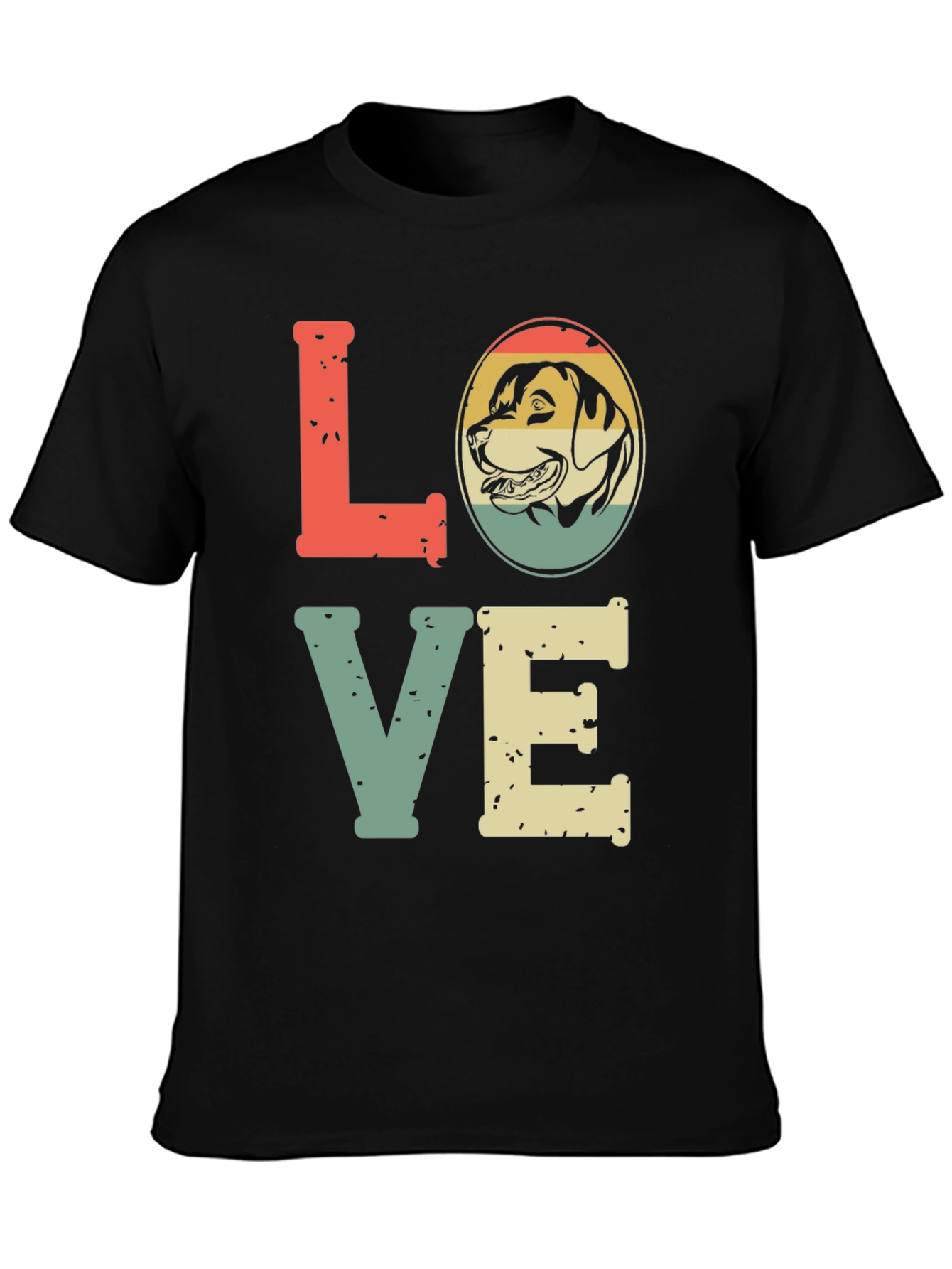 Black Retro Dog Lover T-Shirt - "LOVE" Design view 3
