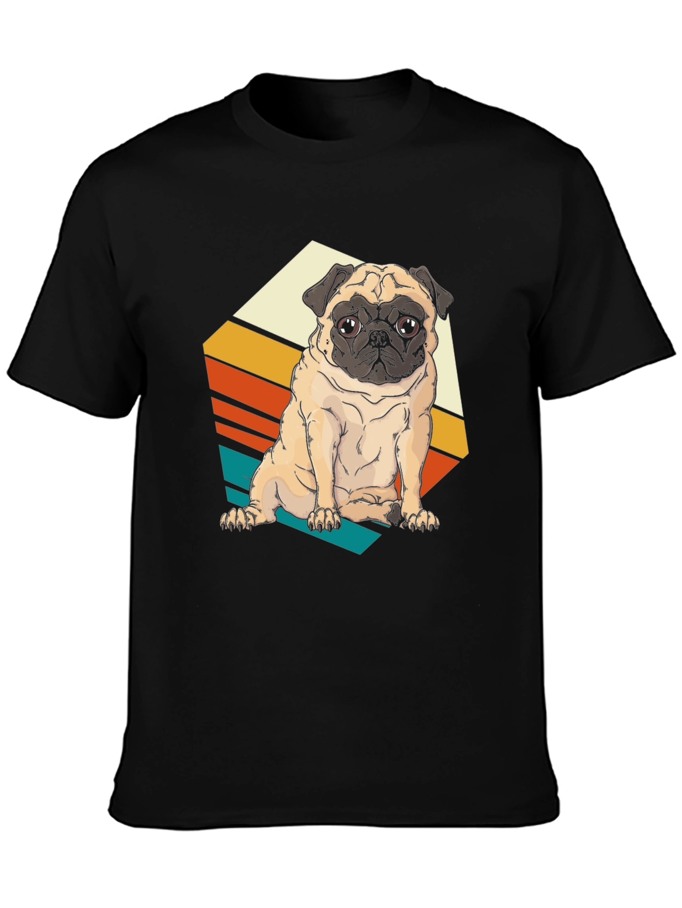 Black Retro Pug T-Shirt - Vintage Dog Lover Tee view 3