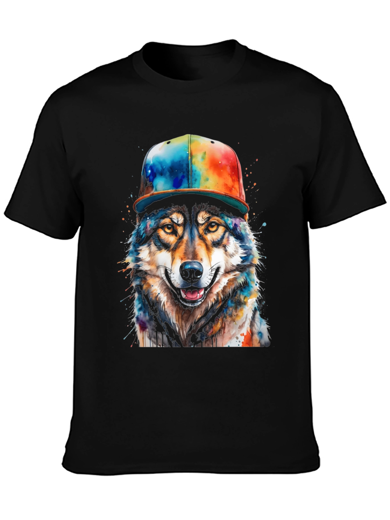 Black Wolf Graphic Tee - Men's Black T-Shirt view 3