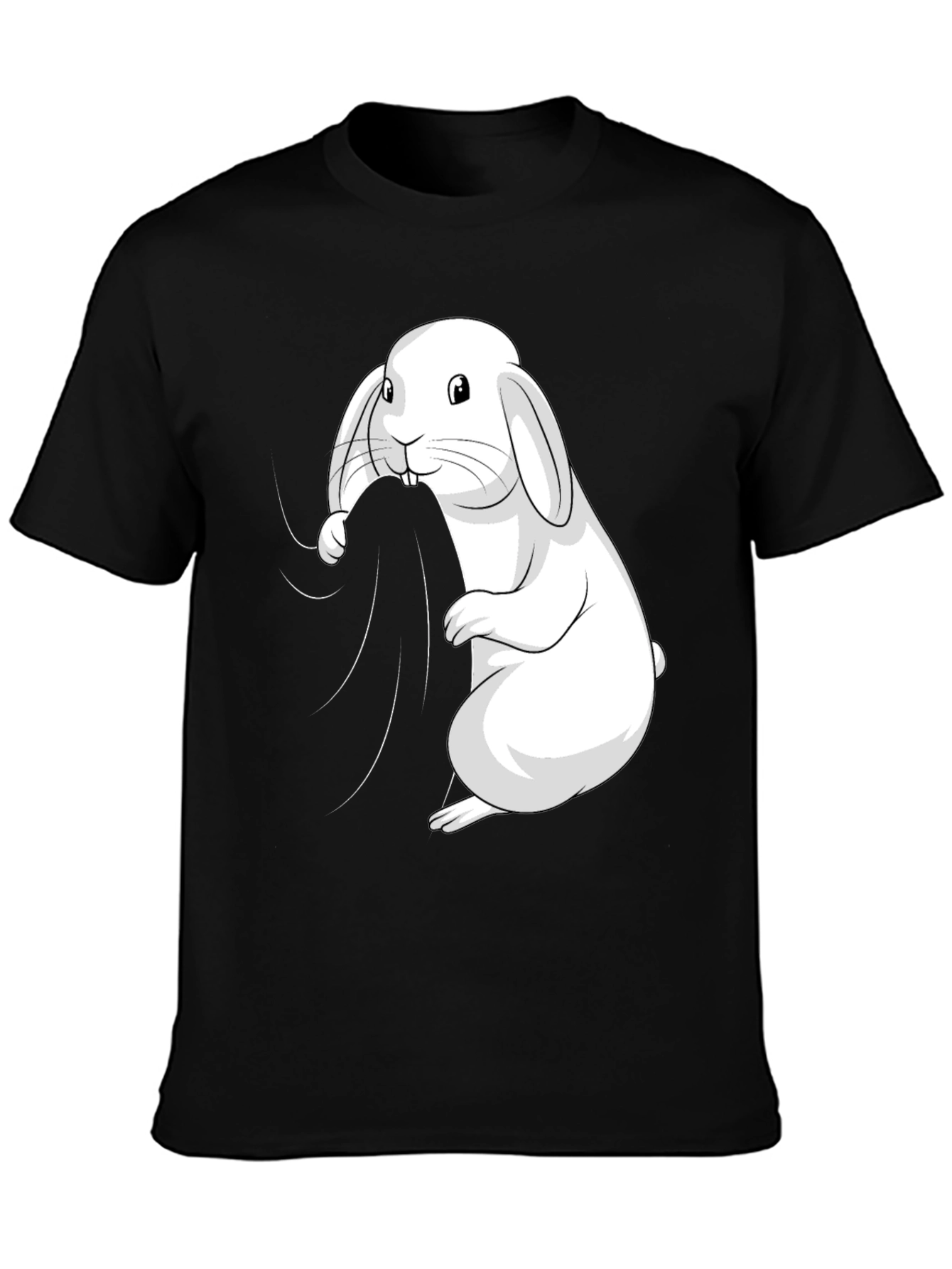 Black Bunny Graphic Tee - Black Cotton T-Shirt view 3