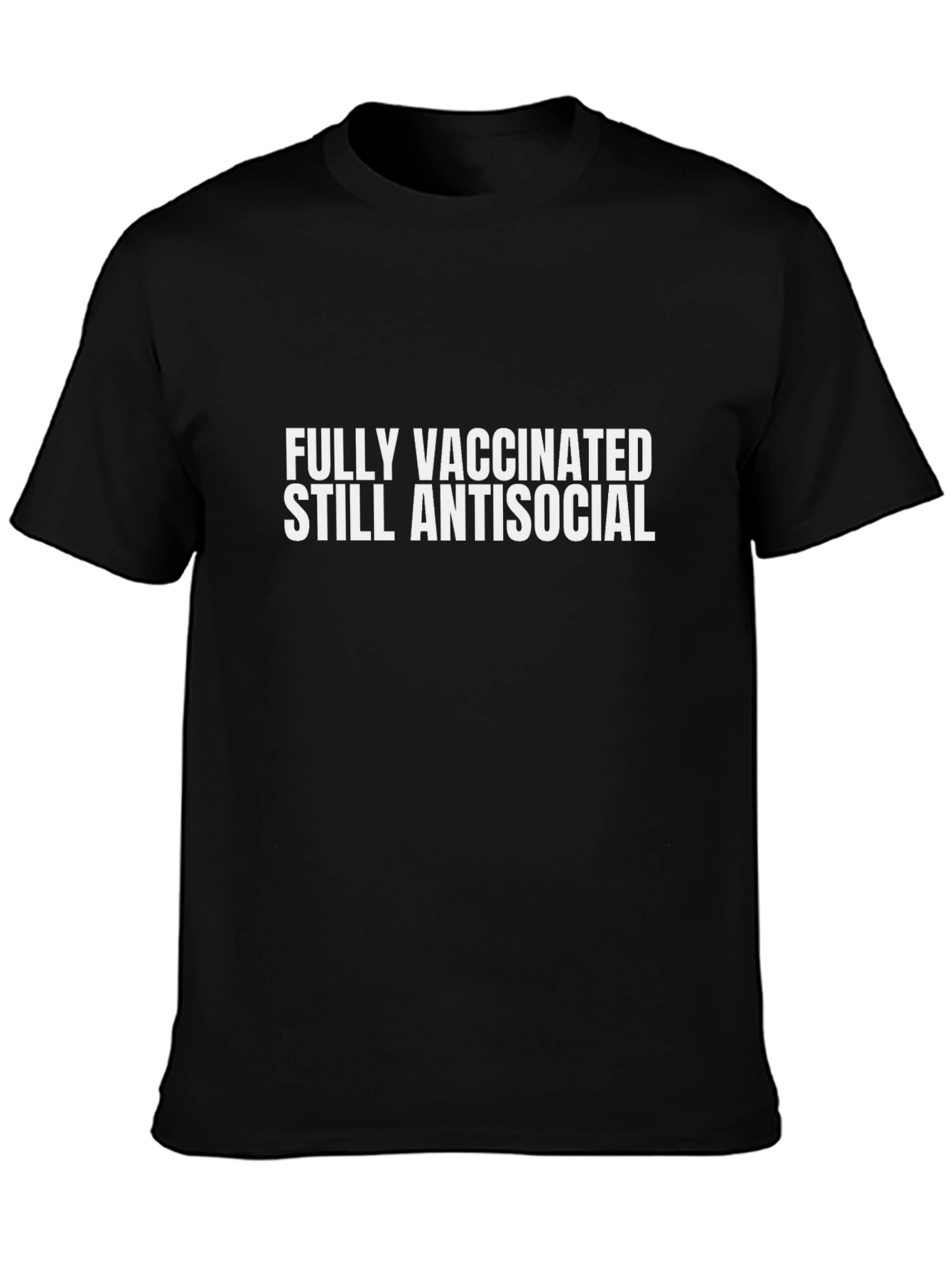 Black Fully Vaccinated Antisocial T-Shirt - Black Cotton Tee view 3
