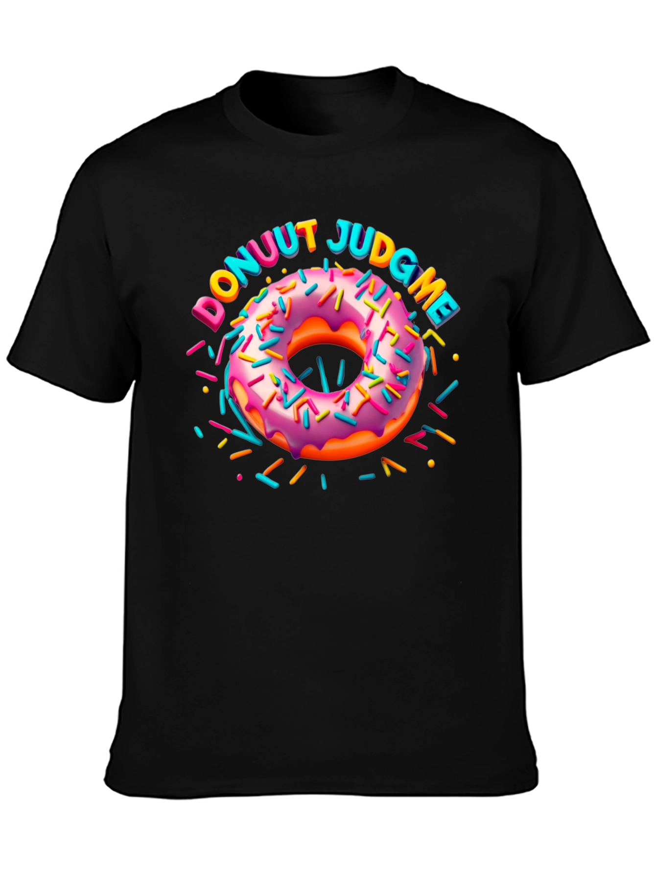 Black Donuut Judge Me Novelty Graphic T-Shirt view 3