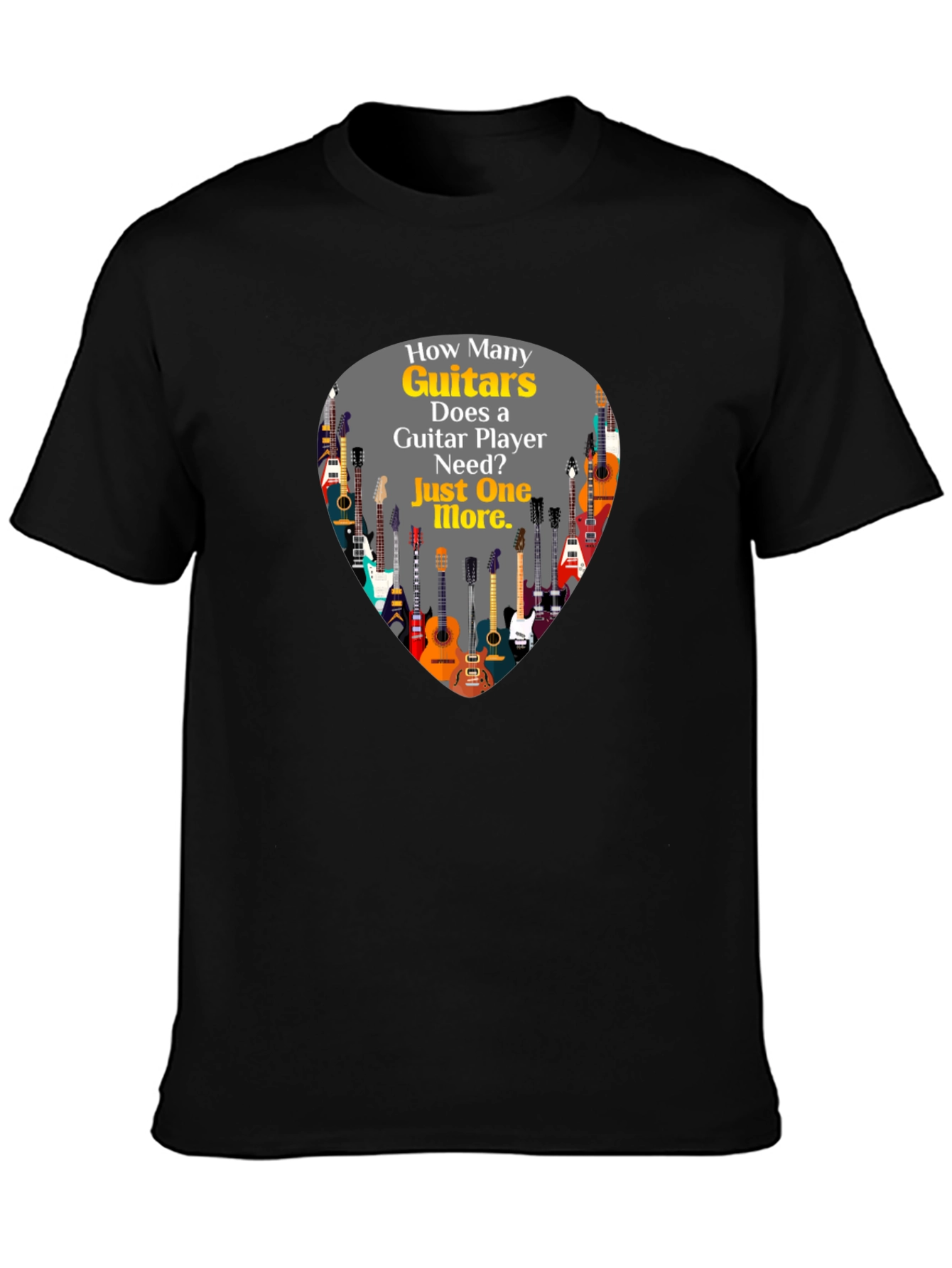 Black Guitar Lover's T-Shirt: Just One More! view 3
