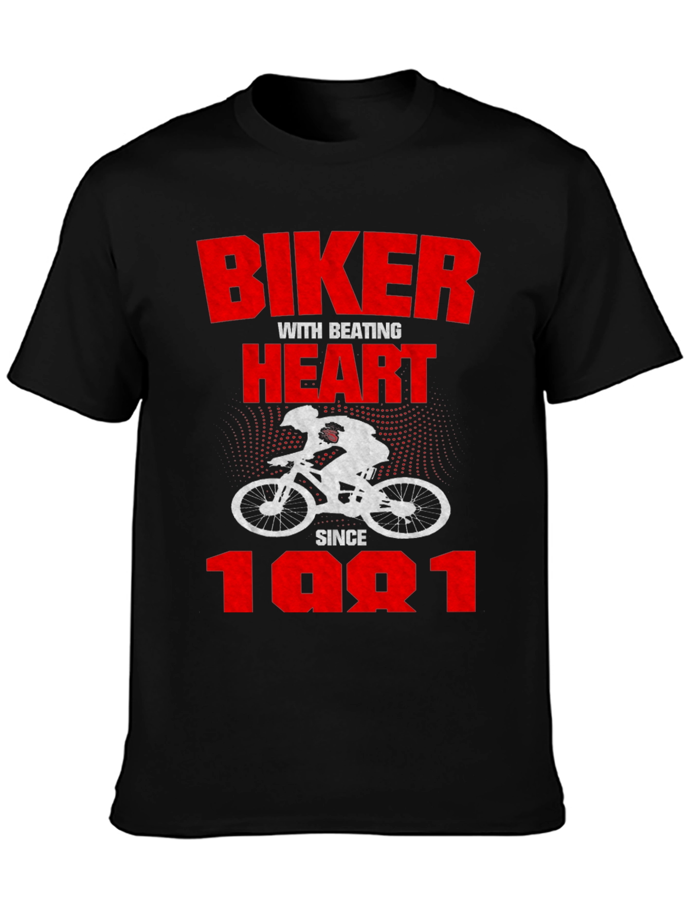 Black Biker Heartbeat Since 1981 Graphic Tee view 3