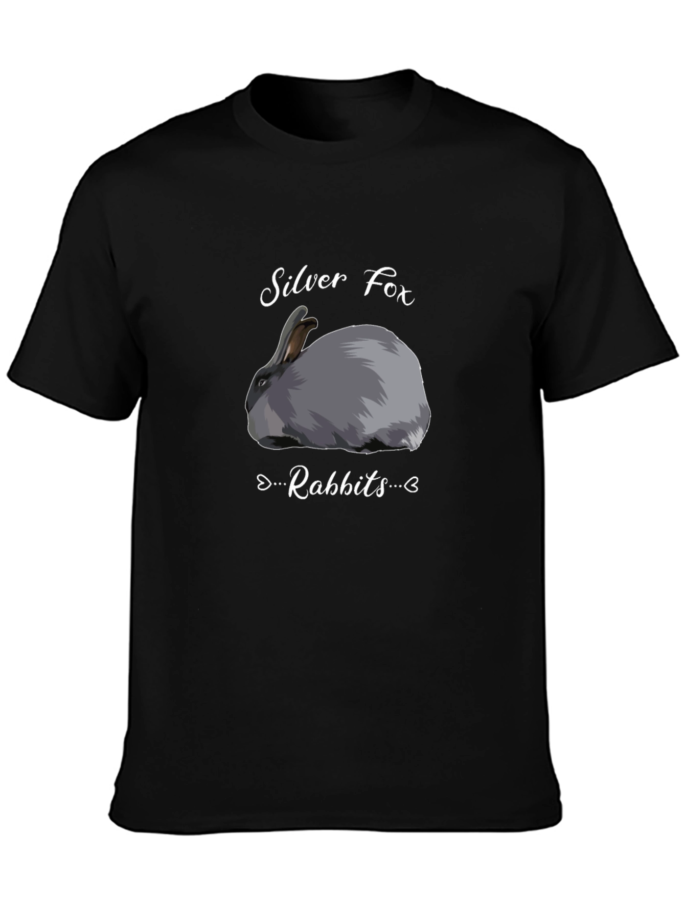 Black Silver Fox Rabbits Graphic T-Shirt - Black view 3