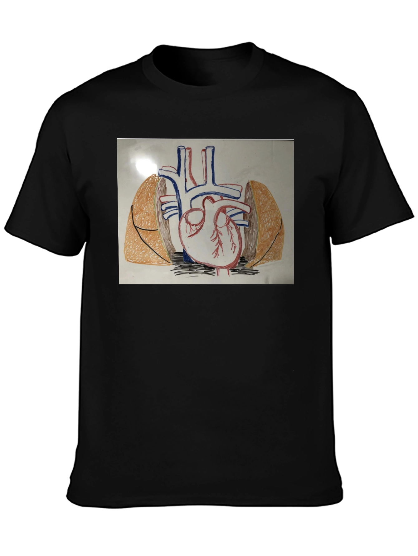 Black Anatomy Heart T-Shirt - Black Cotton Graphic Tee view 3