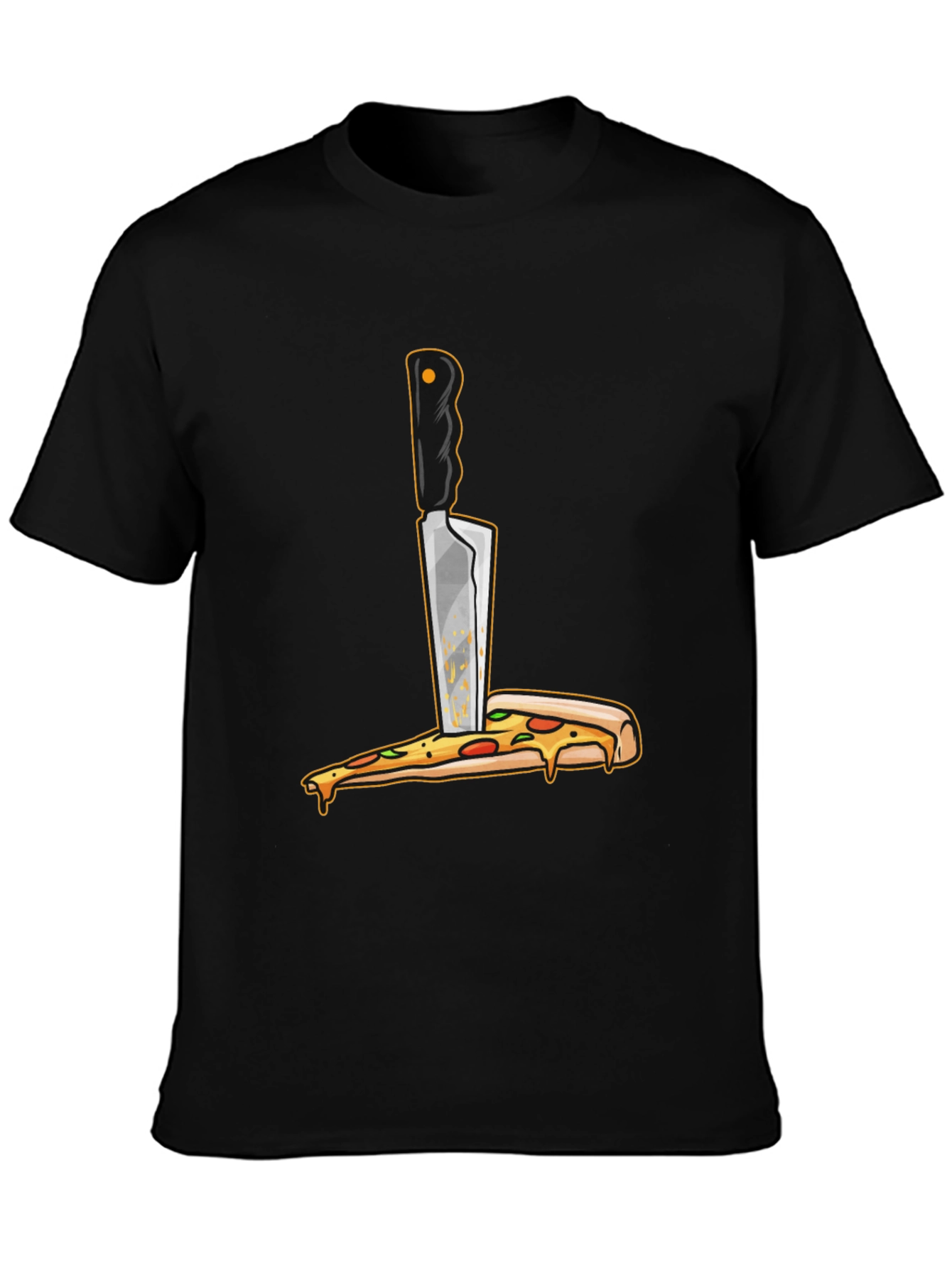 Black Pizza Knife T-Shirt - Funny Foodie Graphic Tee view 3
