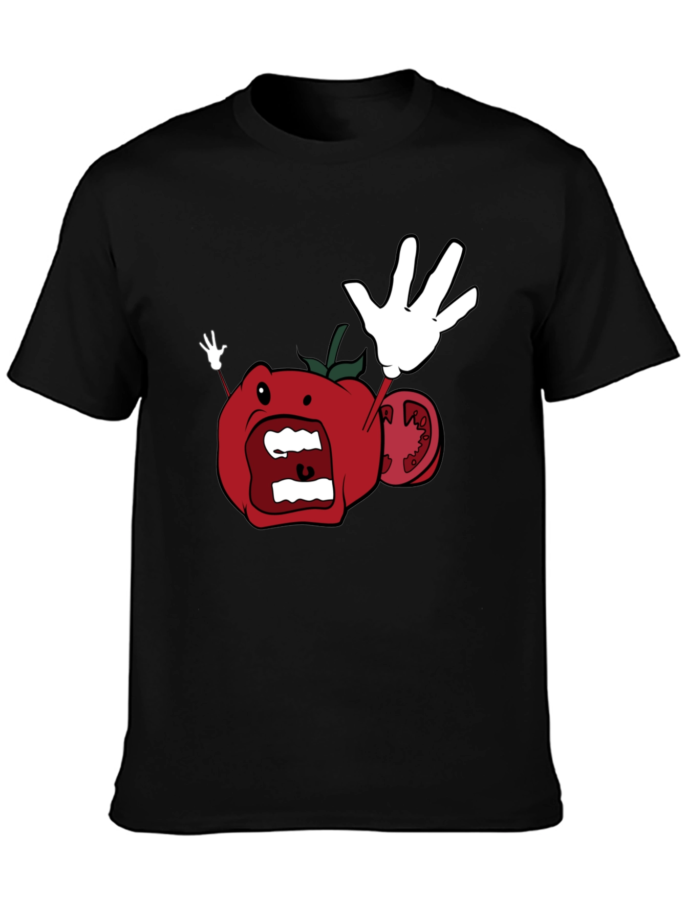 Tomato Cartoon Black T-Shirt - 3