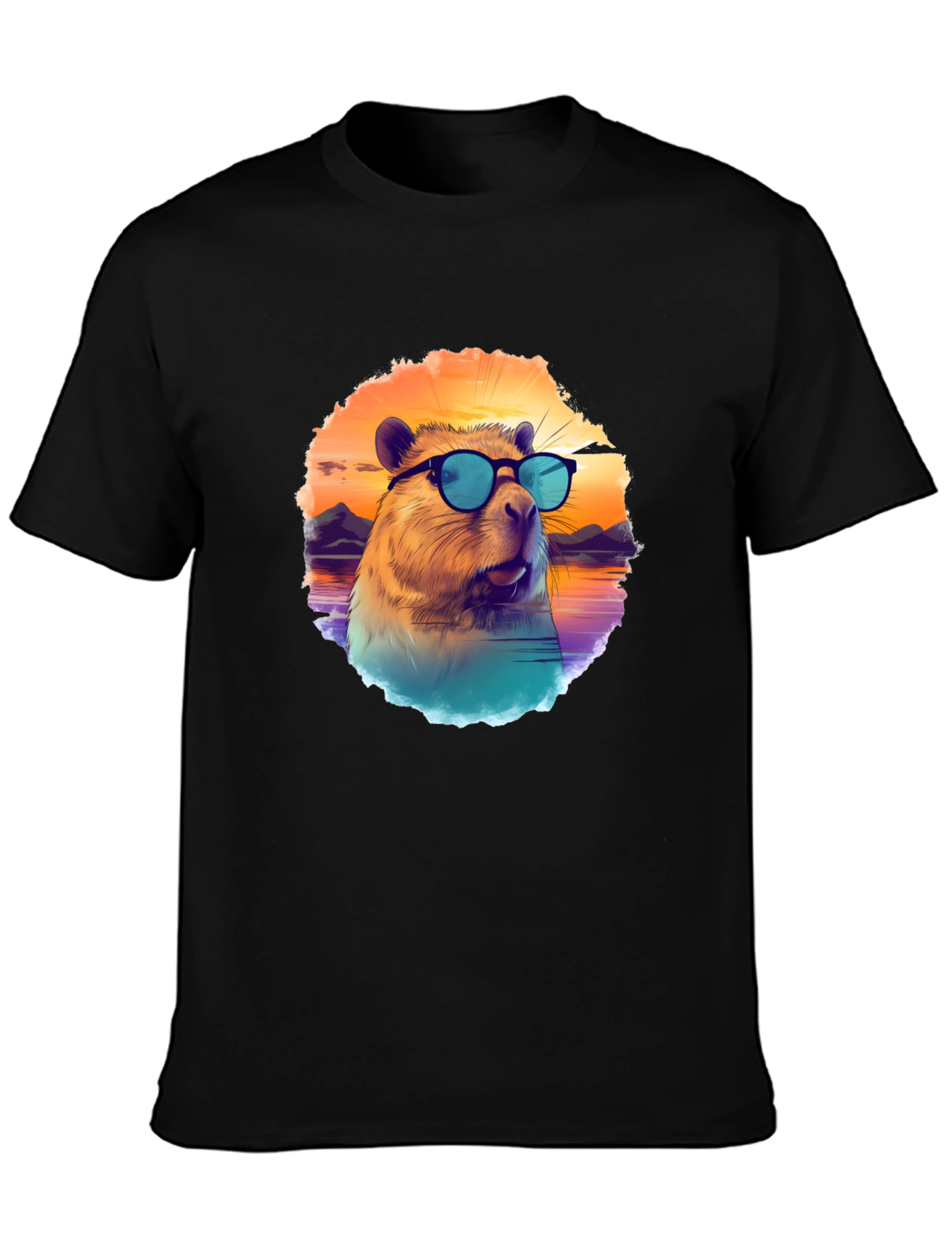 Black Cool Capybara T-Shirt view 3