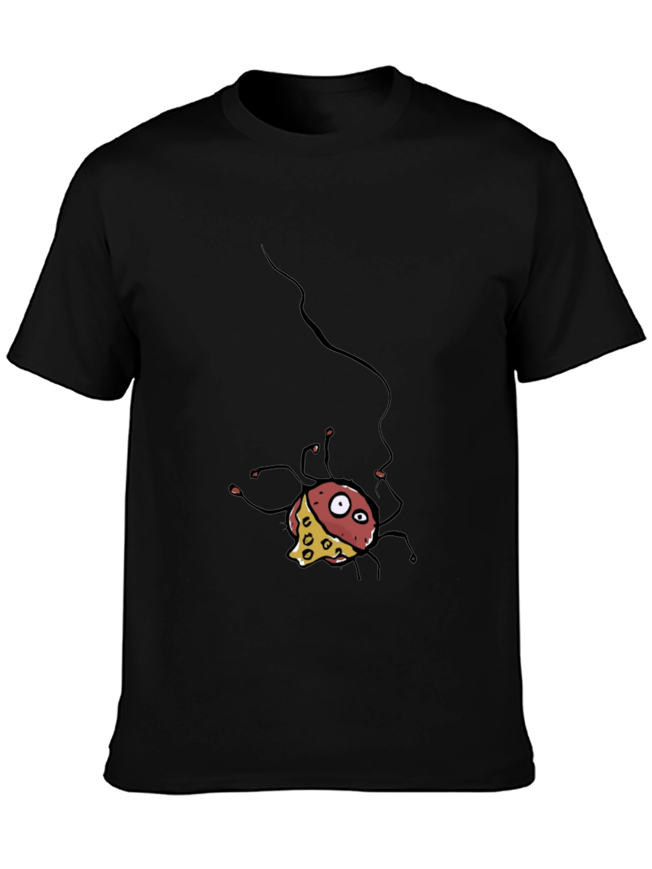 Black Funny Spider Cheese T-Shirt - Black view 3
