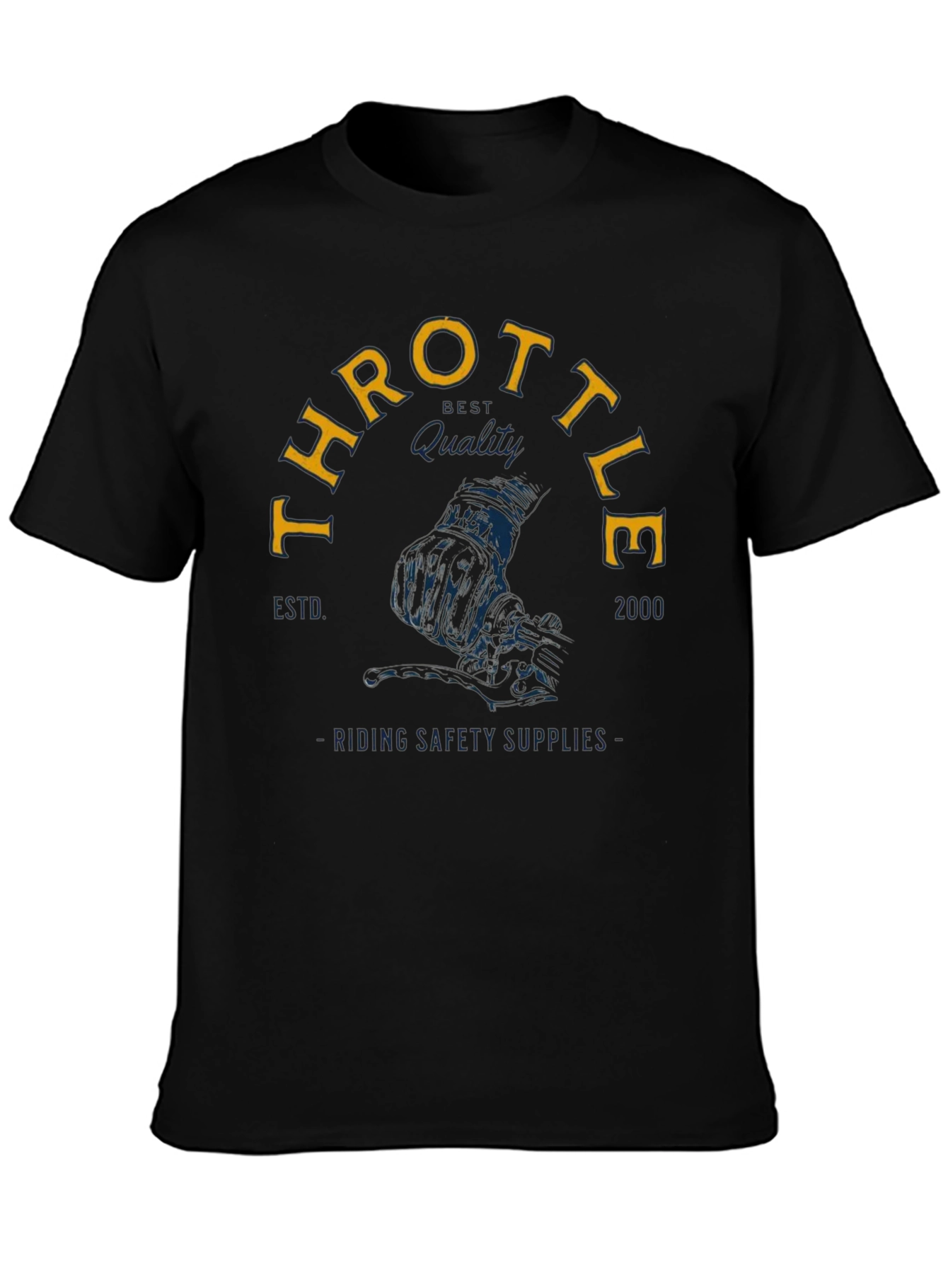 Black Throttle Rider Graphic Tee - Black Cotton view 3