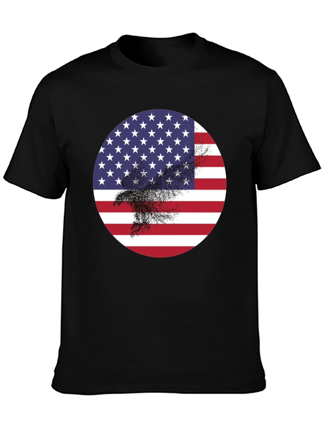 Black American Flag Eagle Graphic Black T-Shirt view 3