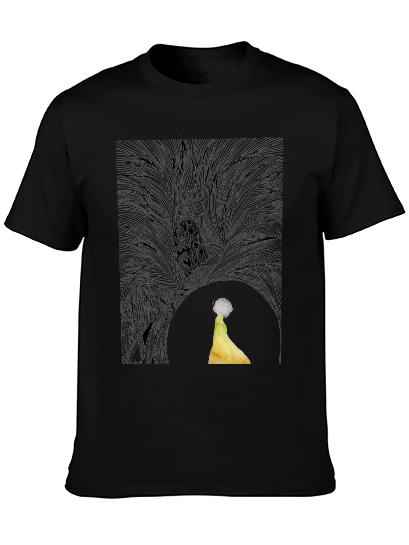 Black Abstract Graphic Print Black Casual T-Shirt view 3