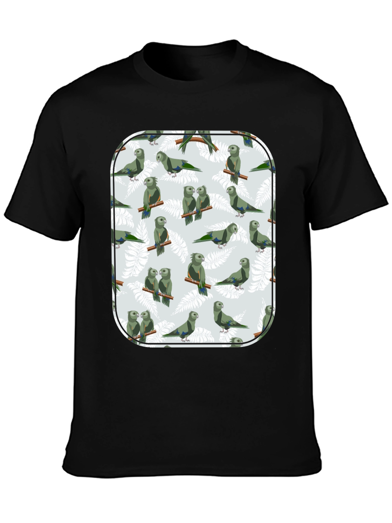 Black Parrot Print T-Shirt - Unique Graphic Tee view 3