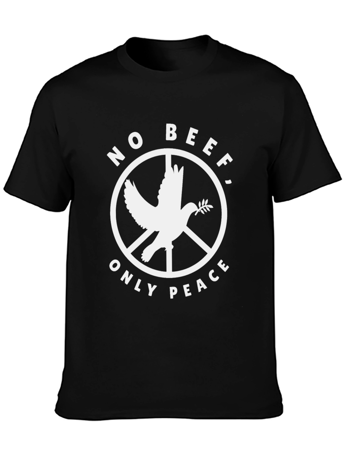Black No Beef Only Peace Dove Graphic T-Shirt view 3