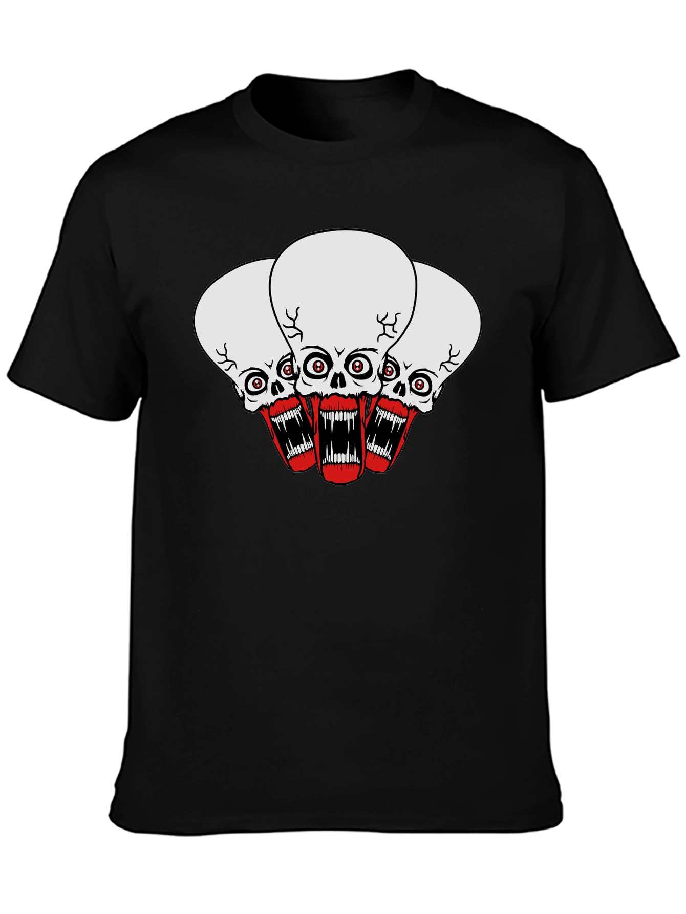 Black Screaming Skull Graphic Tee - Men's Black T-Shirt view 3