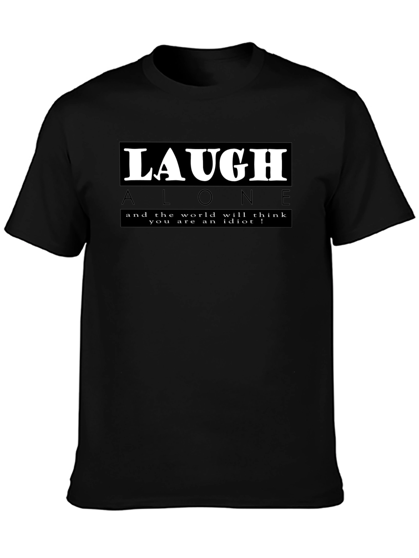 Black Laugh Alone Graphic Tee - Black Cotton Blend view 3