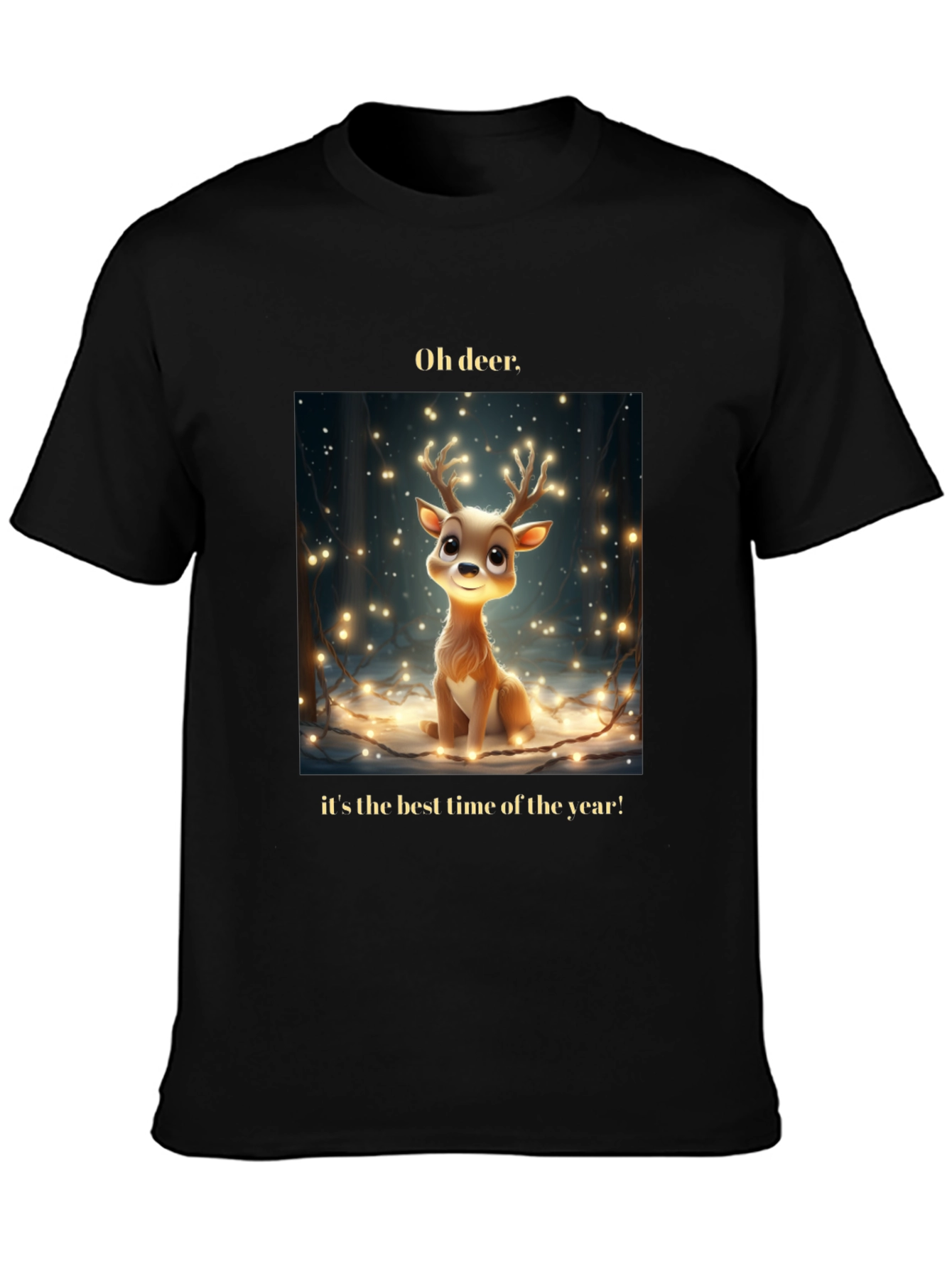 Black Oh Deer! Christmas T-Shirt - Best Time of Year view 3