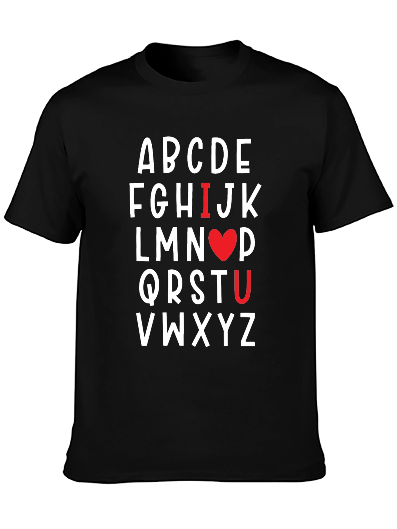 Black I Heart U Alphabet T-Shirt view 3