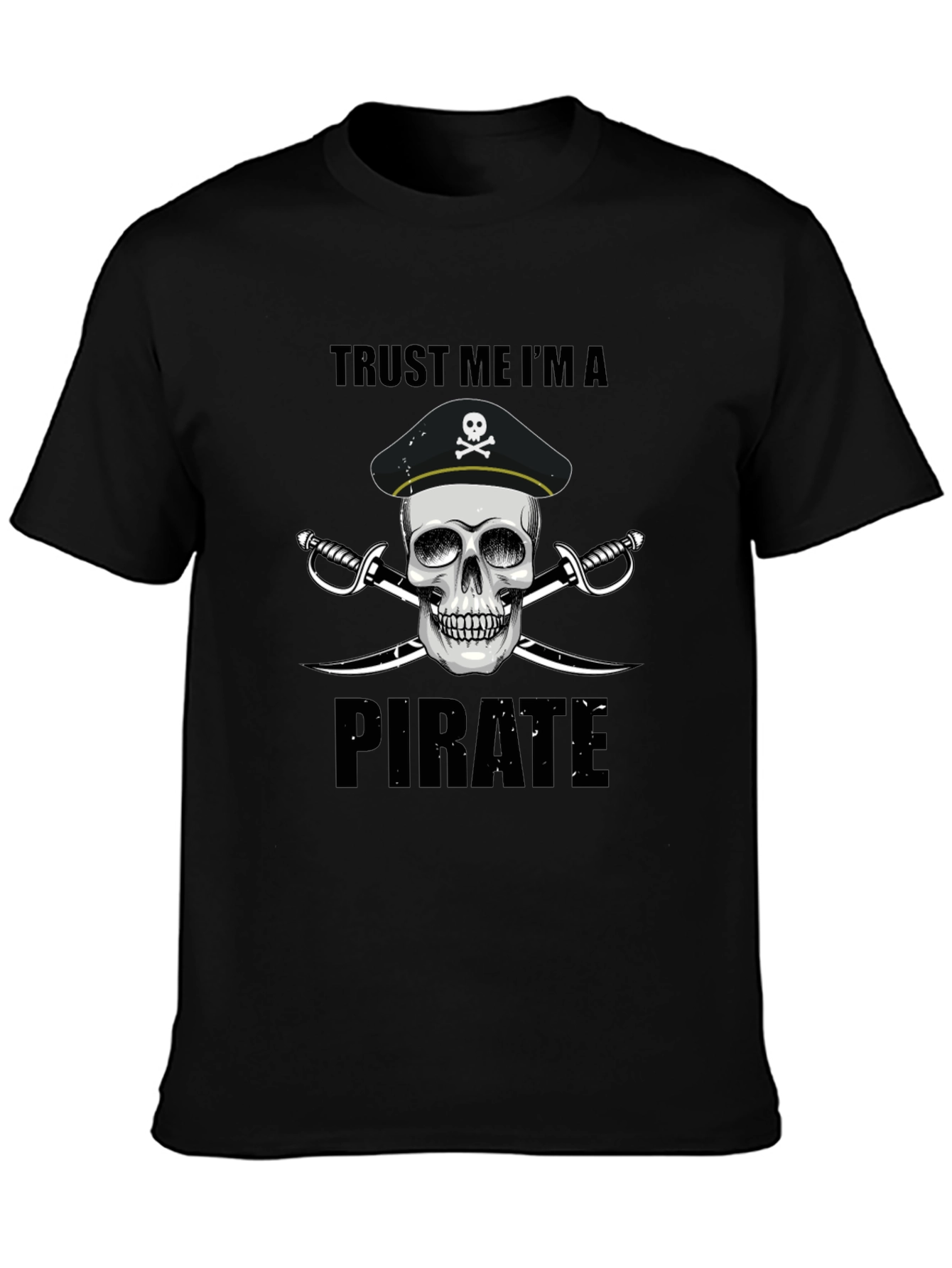 Black Trust Me I'm a Pirate Men's Black T-Shirt view 3