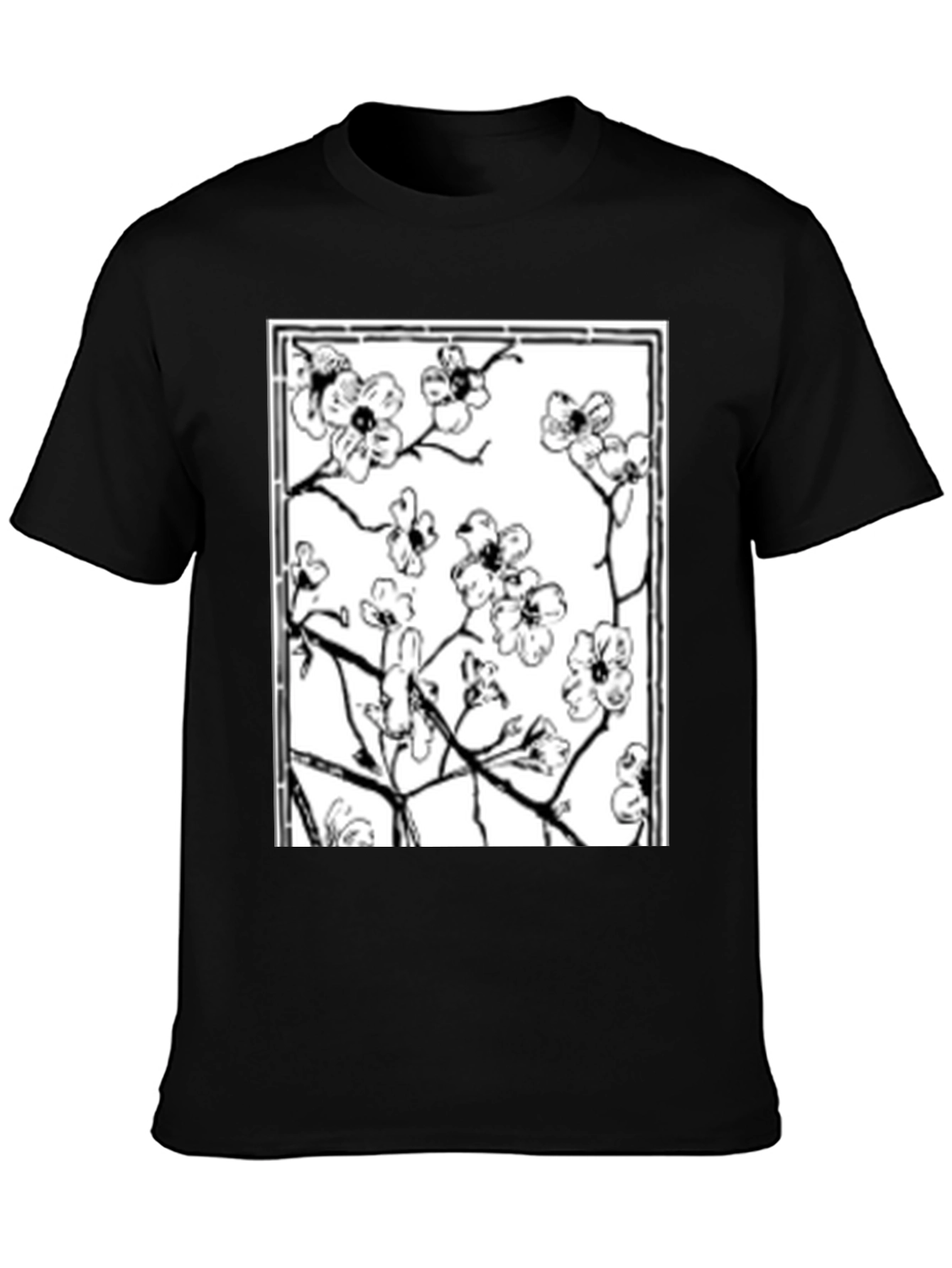 Black Floral Graphic Tee - Black Cotton Shirt view 3