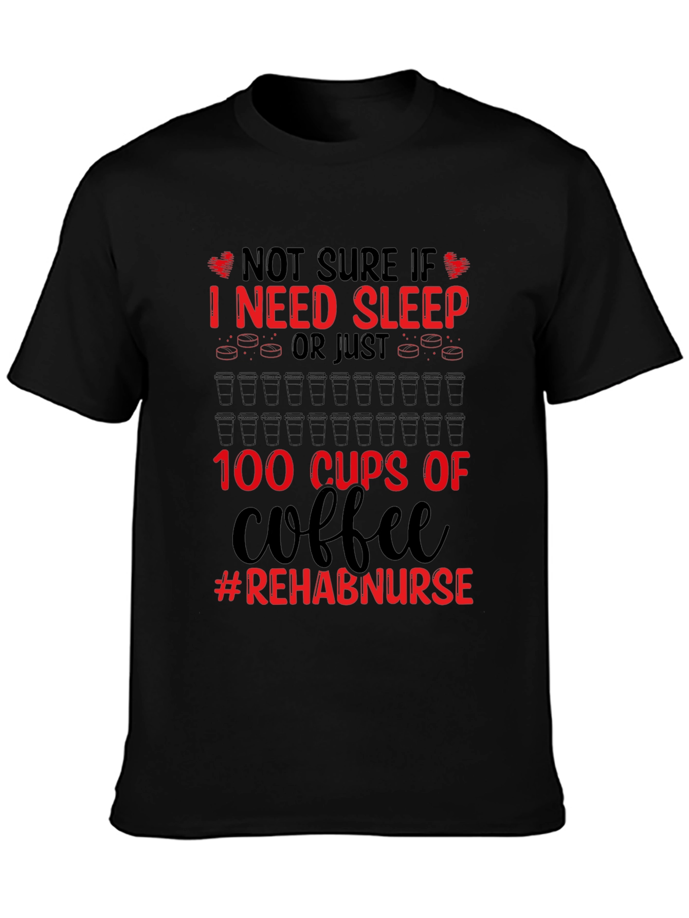 Black Rehab Nurse Coffee T-Shirt view 3