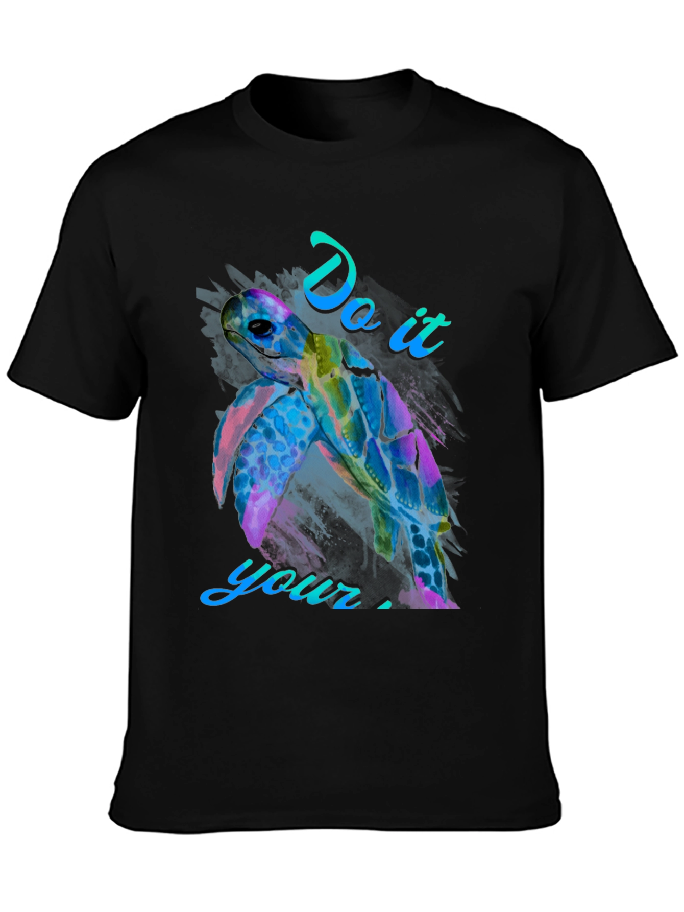 Black Do It Your Self Turtle Graphic Tee view 3