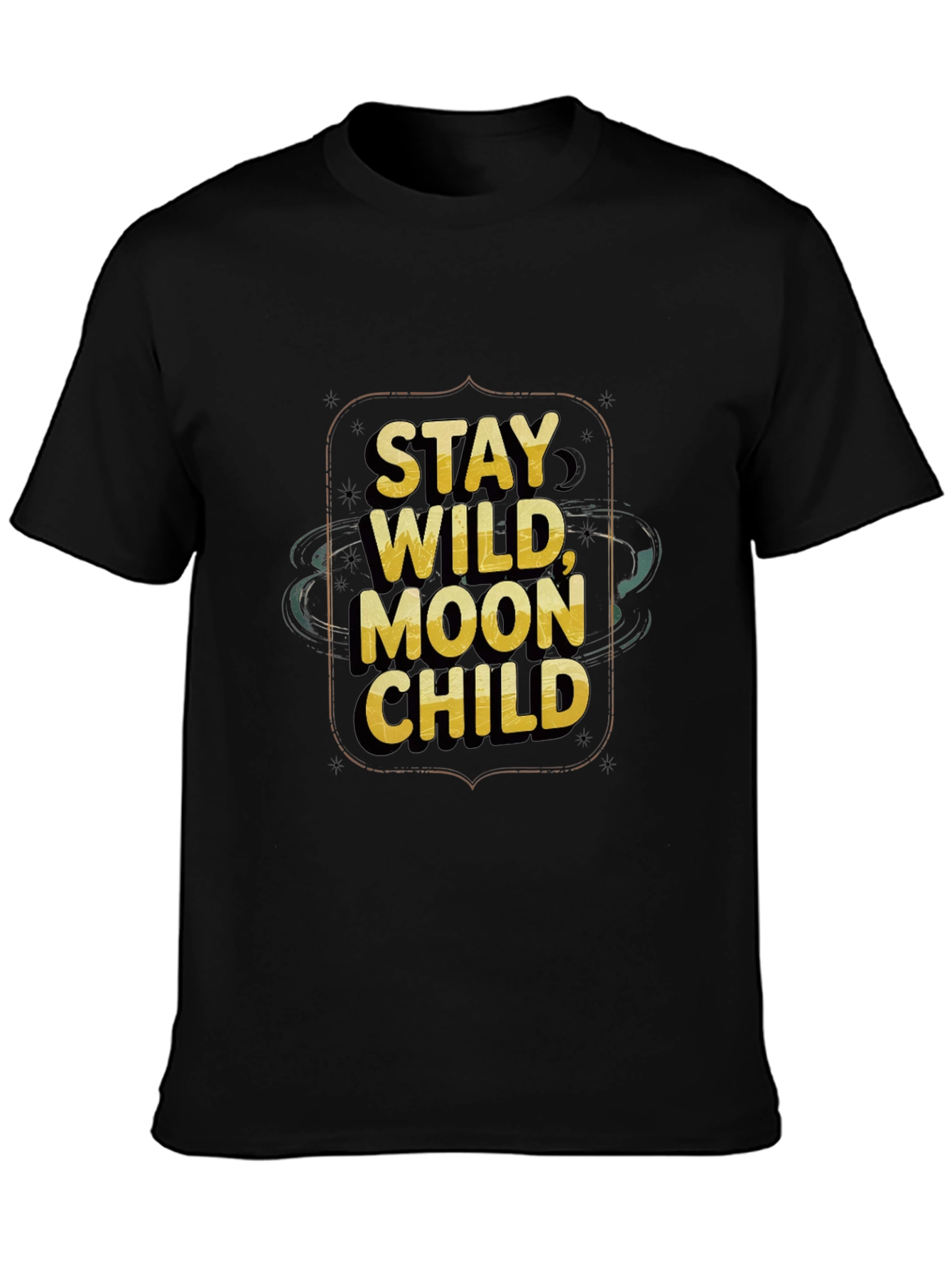 Black Stay Wild Moon Child Black Graphic Tee view 3