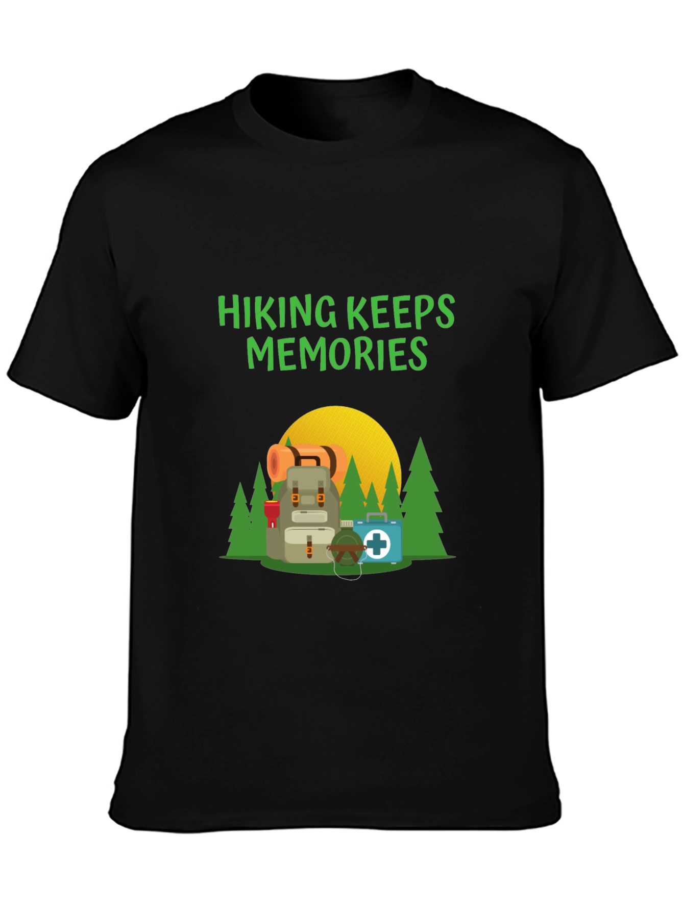 Black Hiking Keeps Memories Graphic T-Shirt view 3
