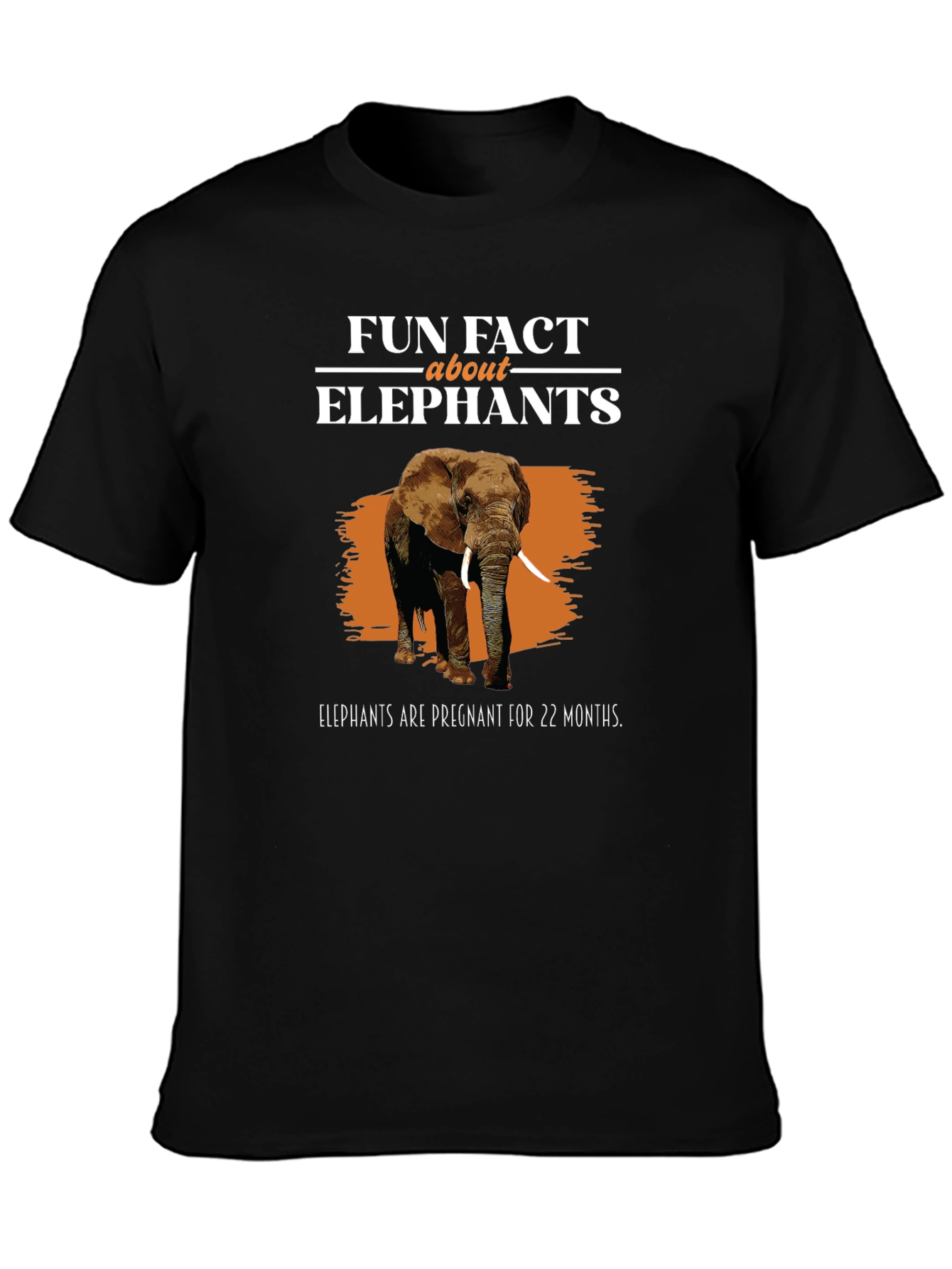 Black Fun Fact About Elephants Graphic T-Shirt view 3