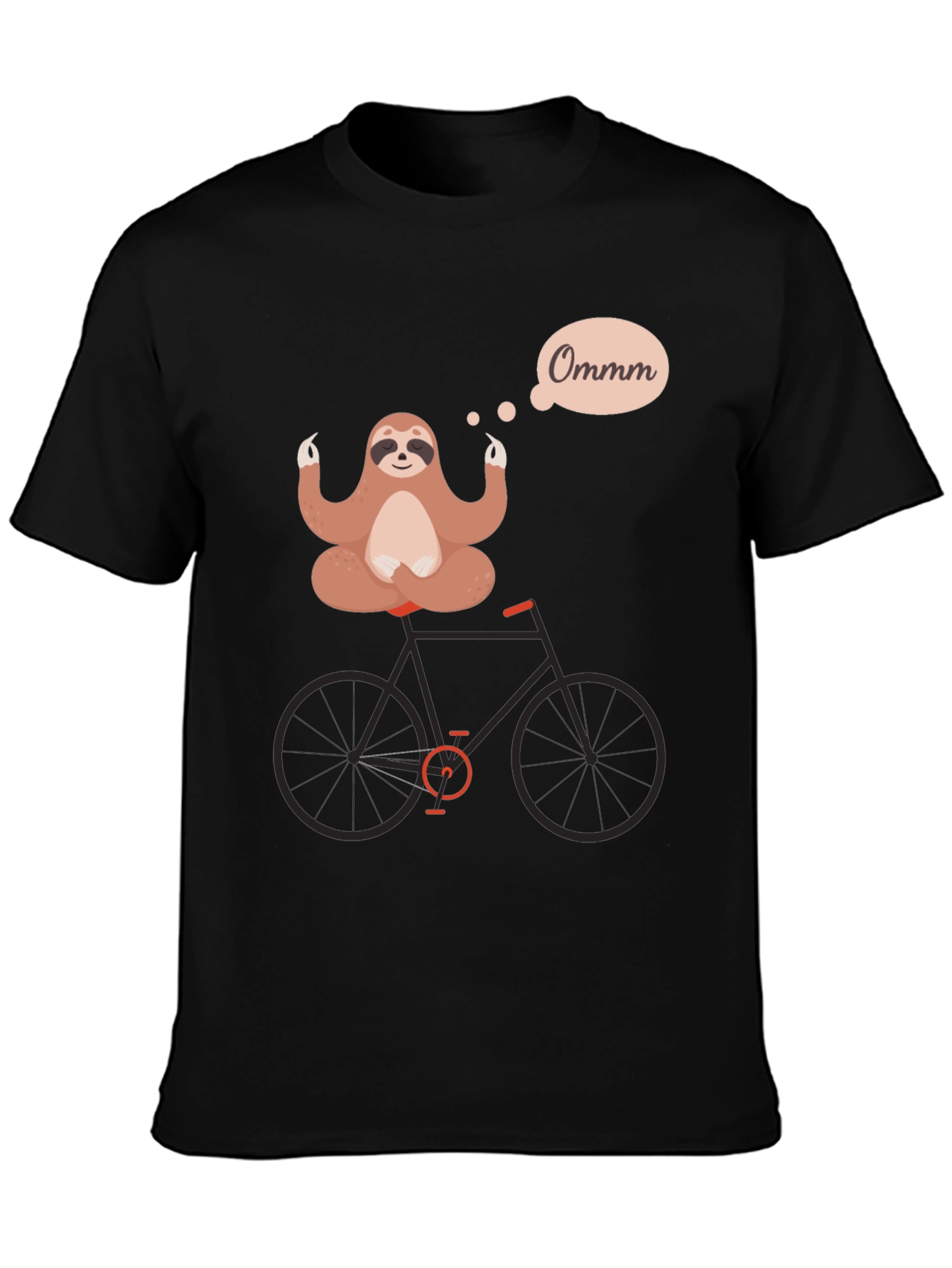 Black Yoga Sloth on Bike Graphic Tee - Relaxed & Funny view 3