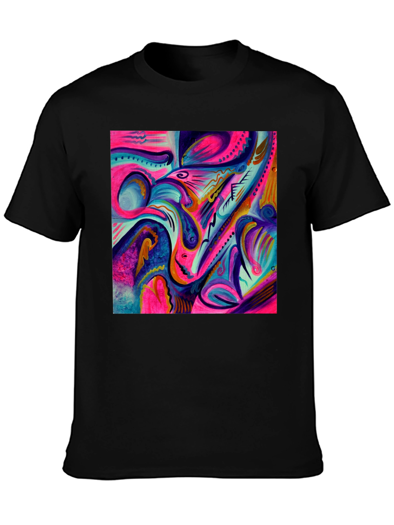 Black Abstract Art Printed Black T-Shirt view 3