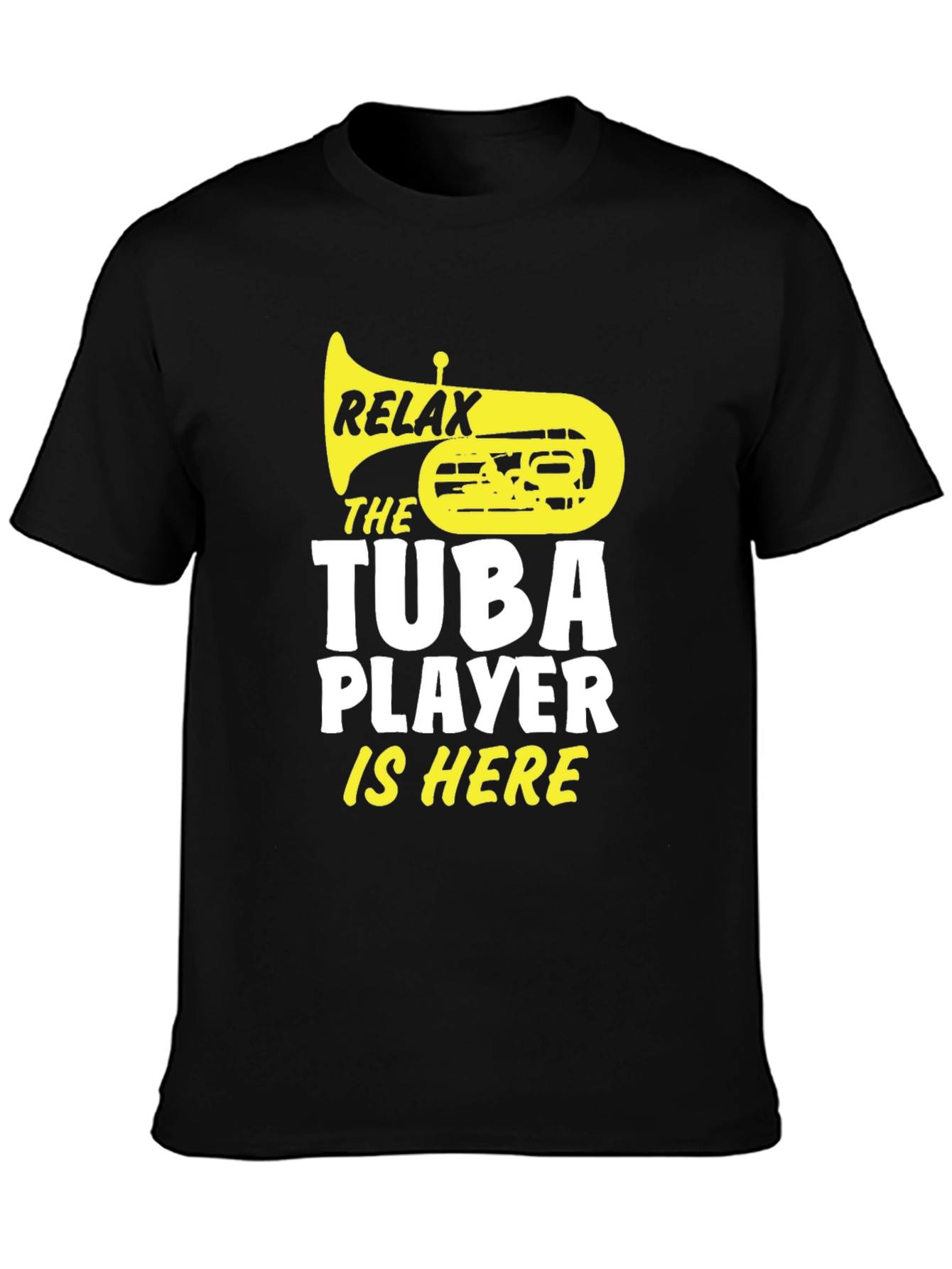 Black Relax, Tuba Player Is Here Black Graphic Tee view 3