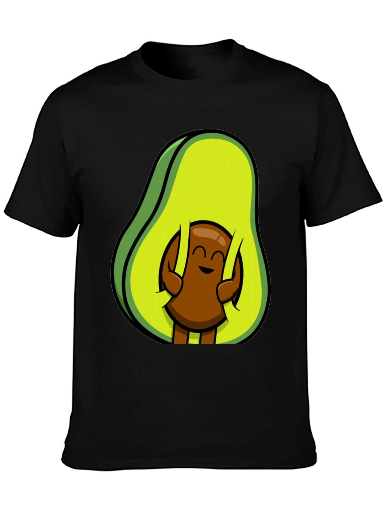 Black Funny Avocado Hugging Seed T-Shirt view 3