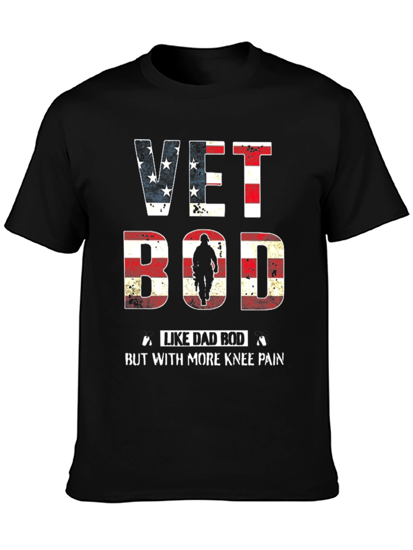 Black Vet Bod Like Dad Bod with More Knee Pain T-Shirt view 3