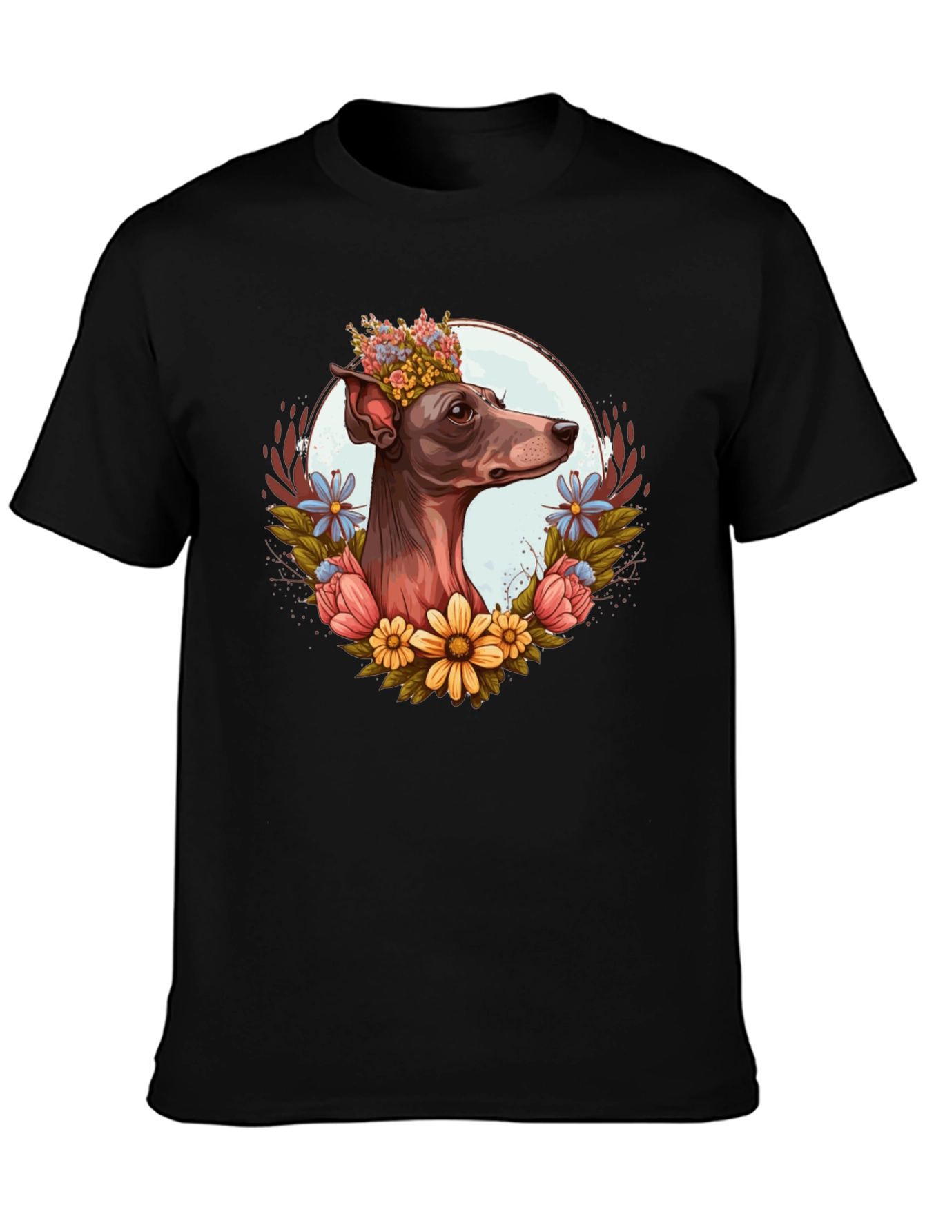 Black Dog Floral Crown Graphic Tee - Unisex view 3