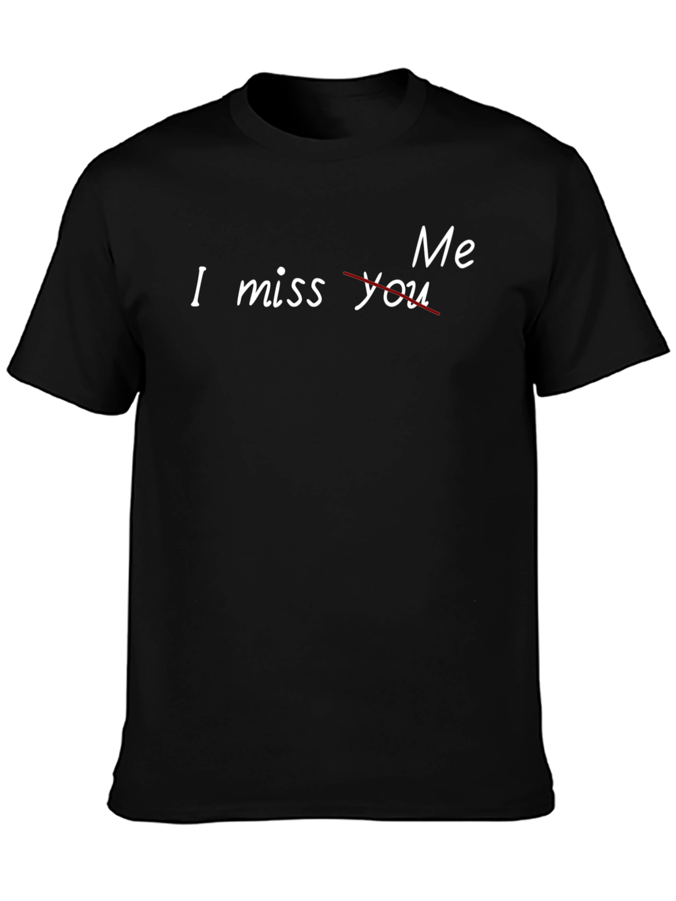 Black I Miss Me T-Shirt - Soft Black Cotton Crew Neck Tee view 3