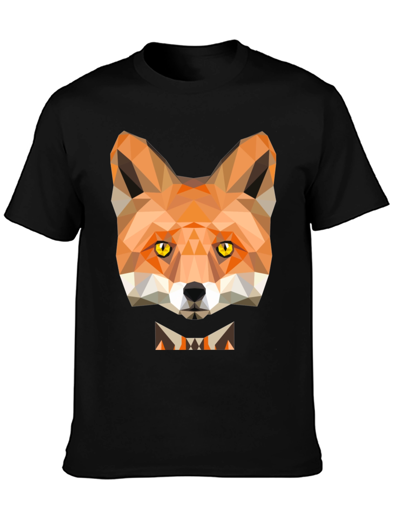 Black Geometric Fox Graphic Tee - Modern Animal Print T-Shirt view 3
