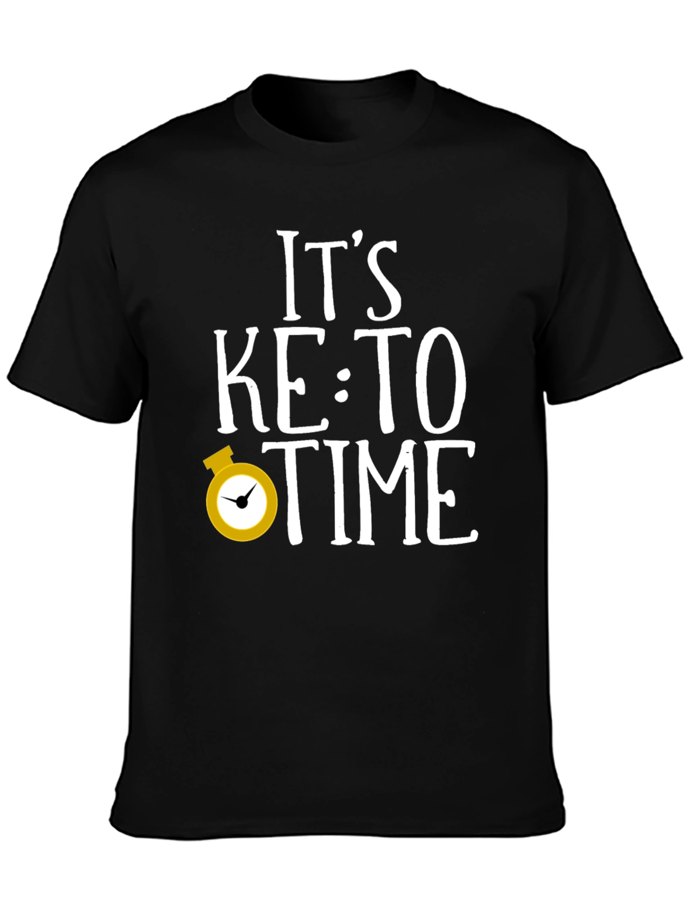Black It's Keto Time Funny Graphic T-Shirt view 3