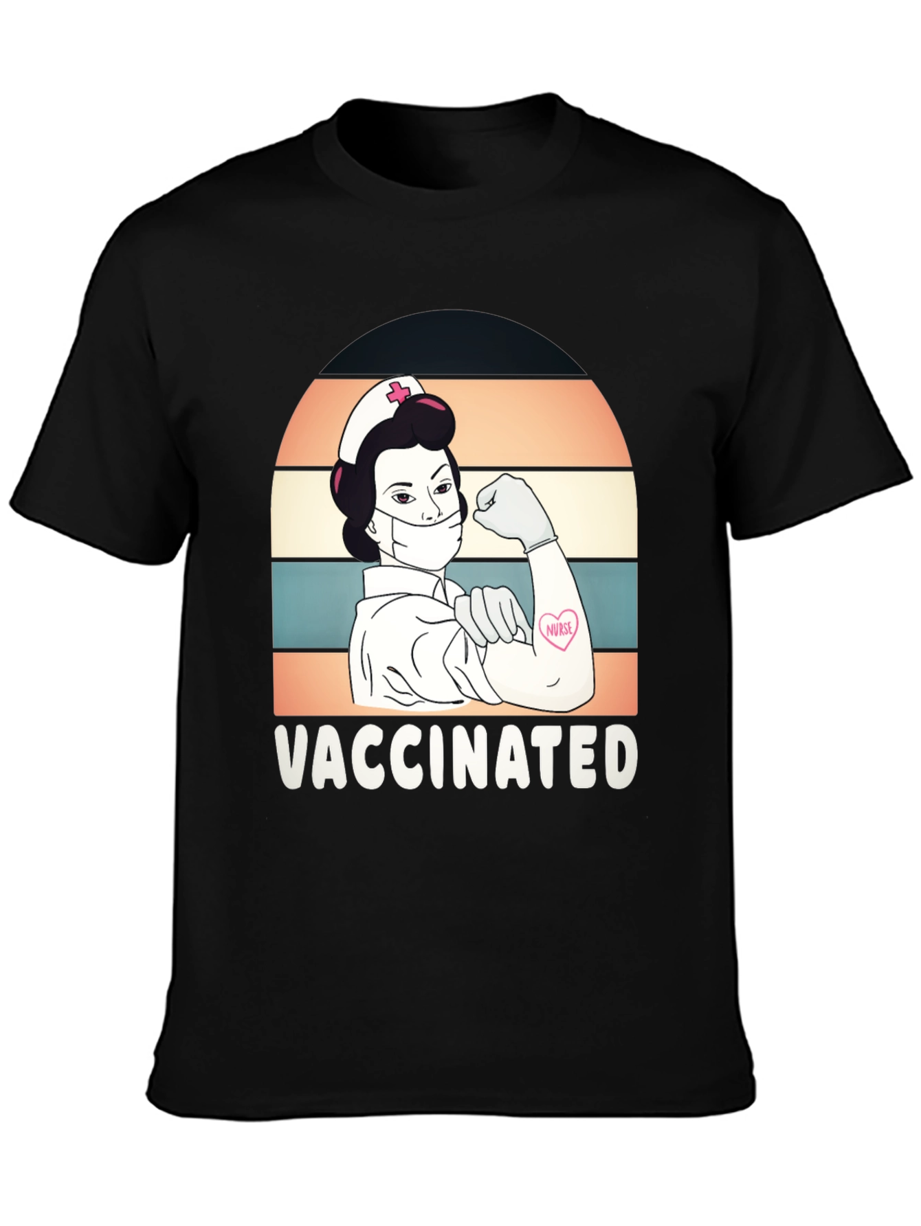 Black Vaccinated Nurse Graphic T-Shirt view 3