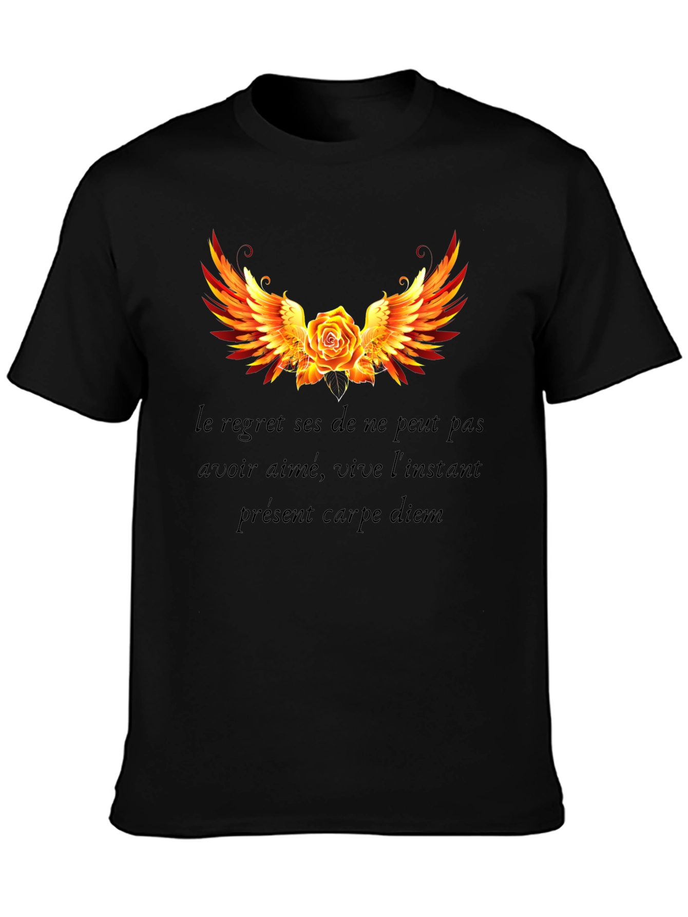Black Rose Winged T-Shirt Carpe Diem Graphic Tee view 3