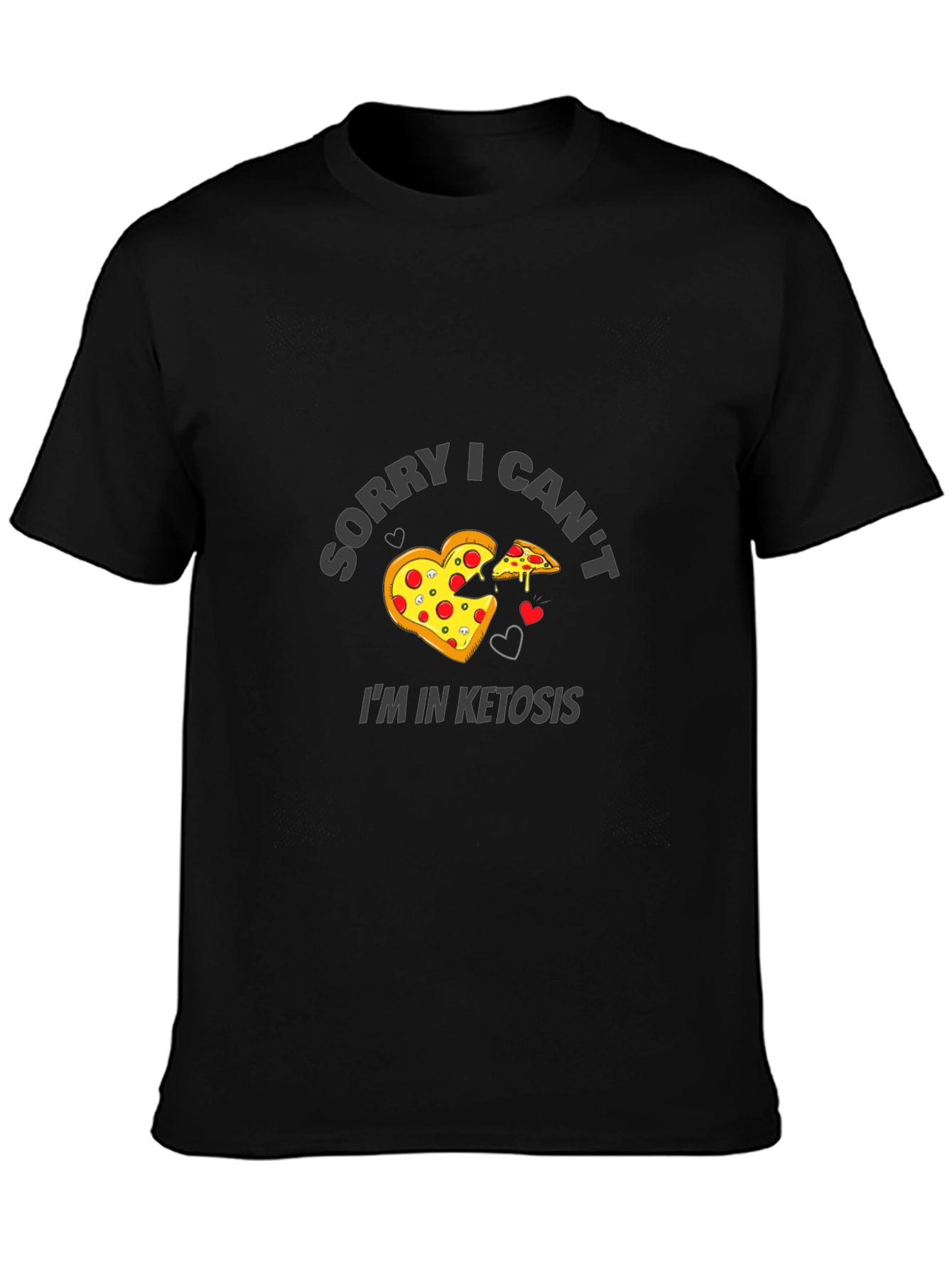 Black Funny Keto Pizza Black T-Shirt view 3