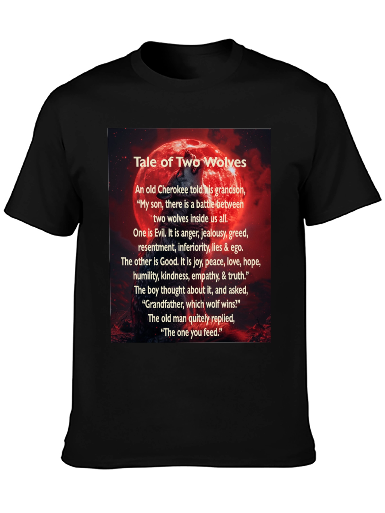 Black Tale of Two Wolves Graphic T-Shirt view 3
