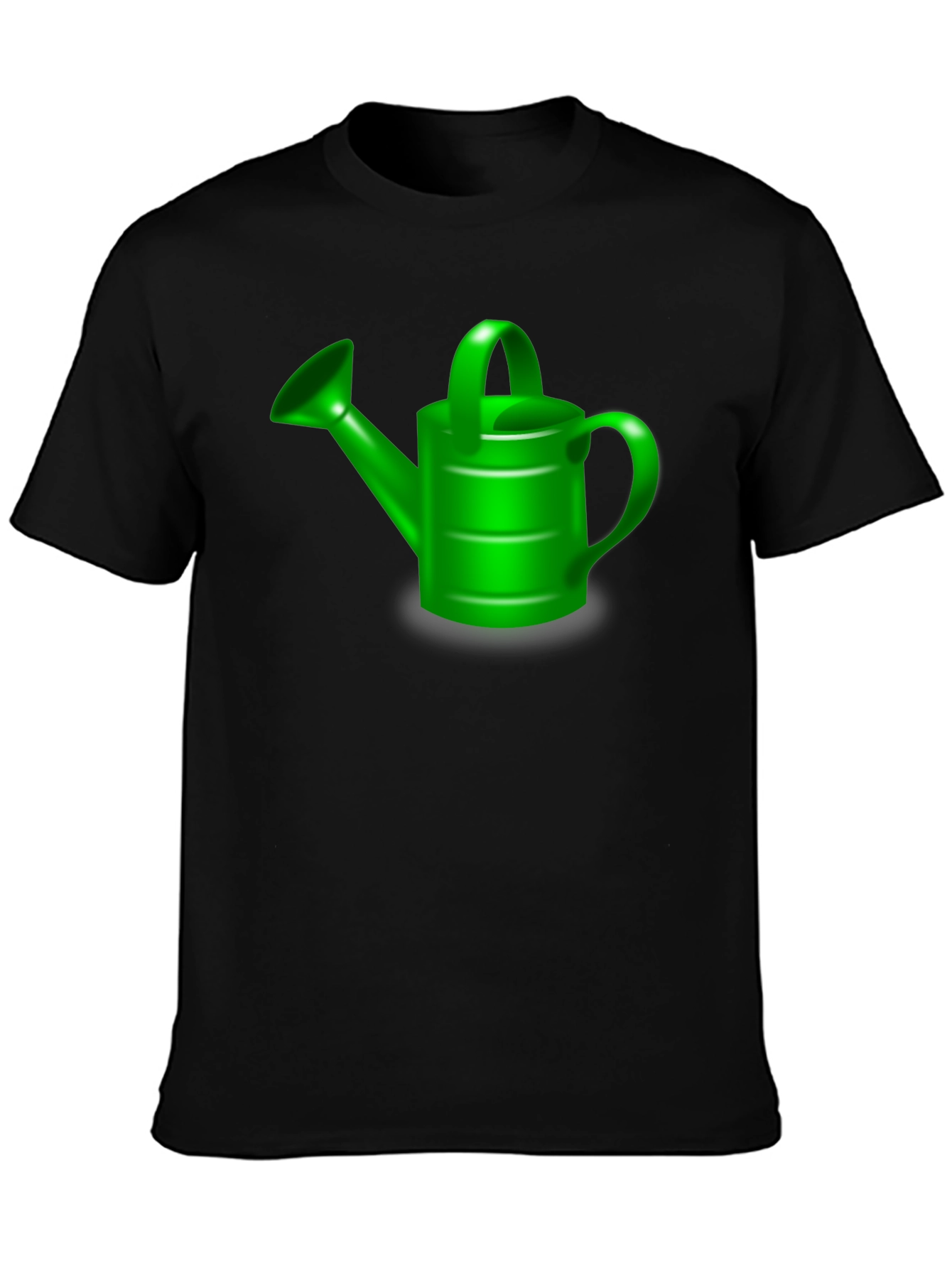Black Green Watering Can Graphic Tee - Black Cotton T-Shirt view 3
