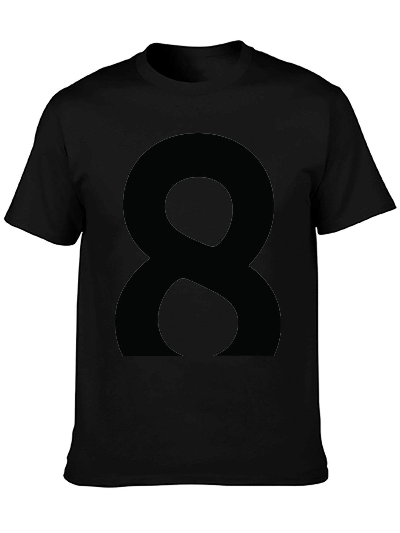 Black Black T-Shirt with Number Eight Graphic view 3