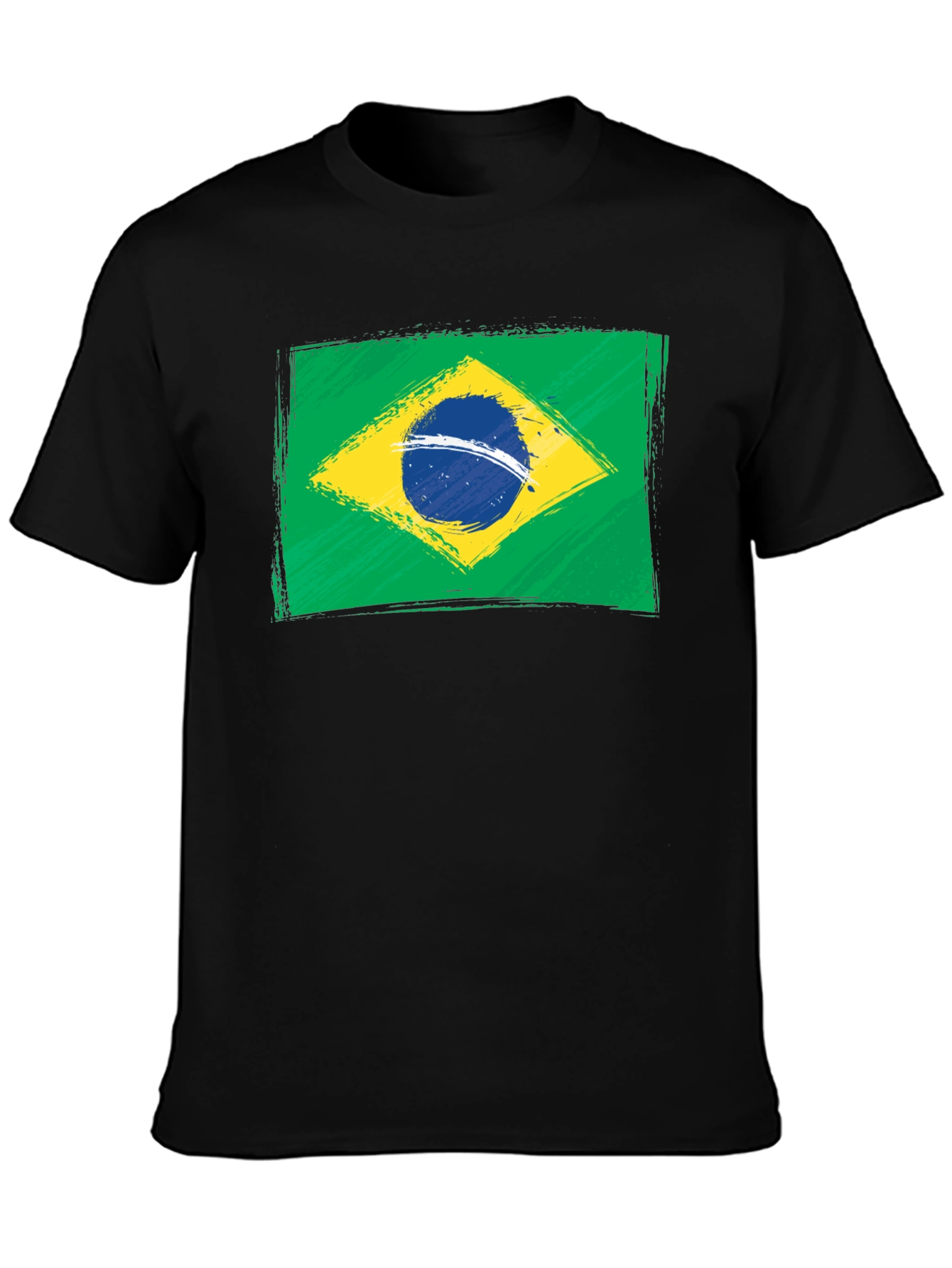 Black Brazil Flag Graphic T-Shirt - Black view 3